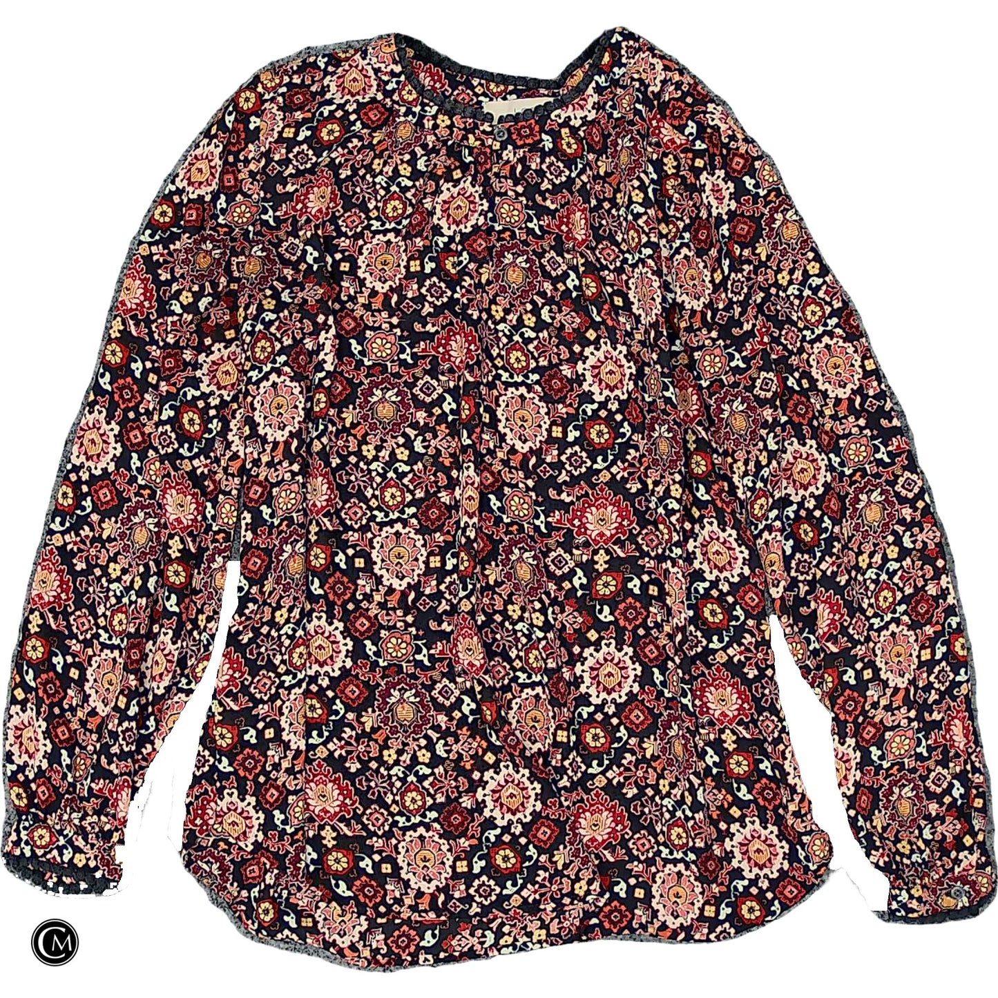 Blouse Ls By Loft In Black & Red, Size: Xsp image 1