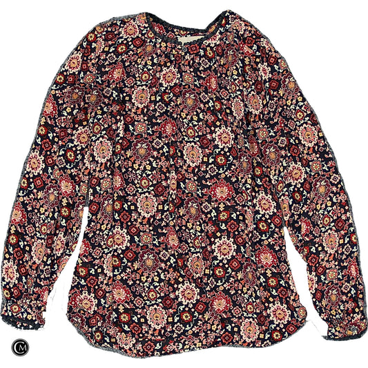 Blouse Ls By Loft In Black & Red, Size: Xsp image 1