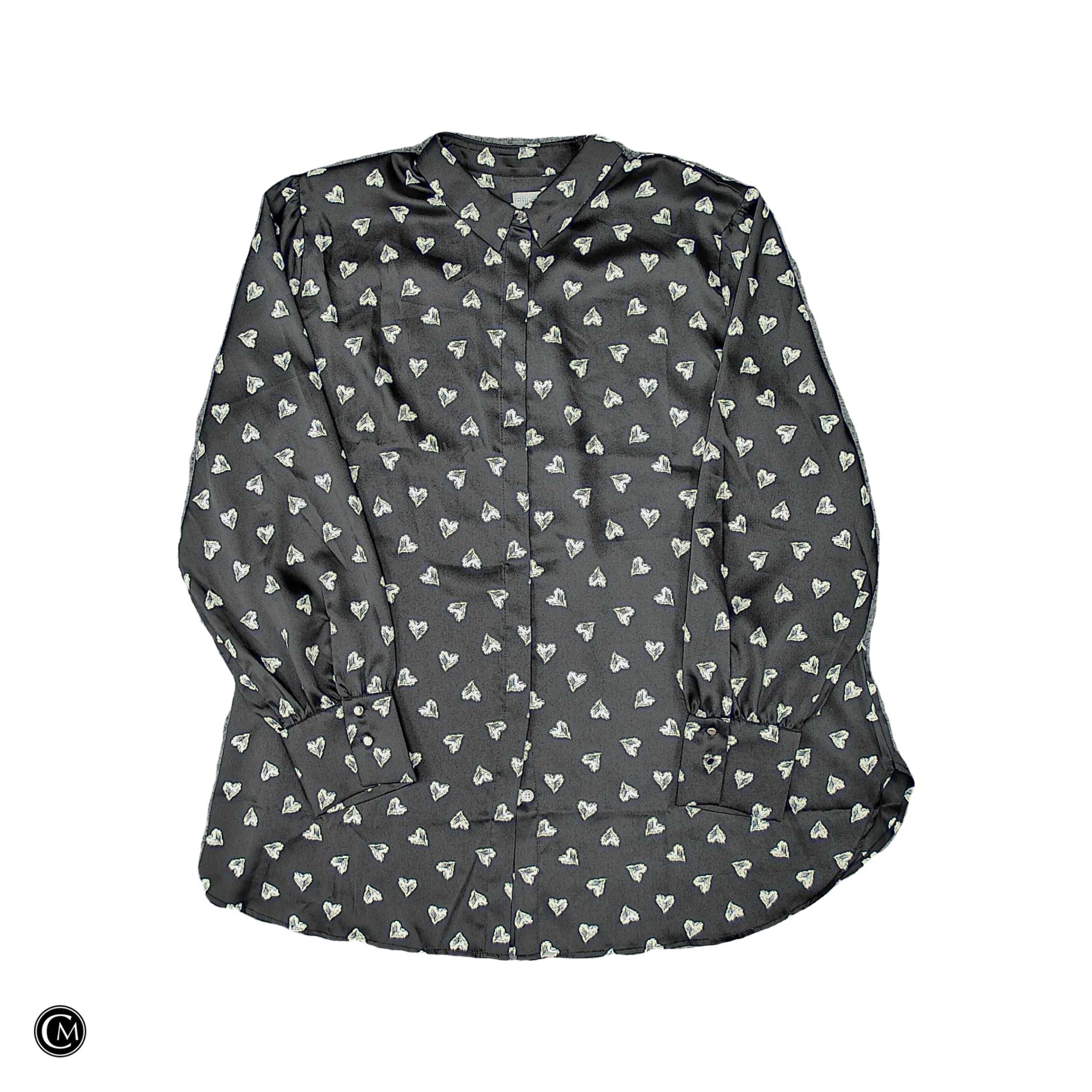 Blouse Ls By Chicos In Black & White, Size: 1x image 1