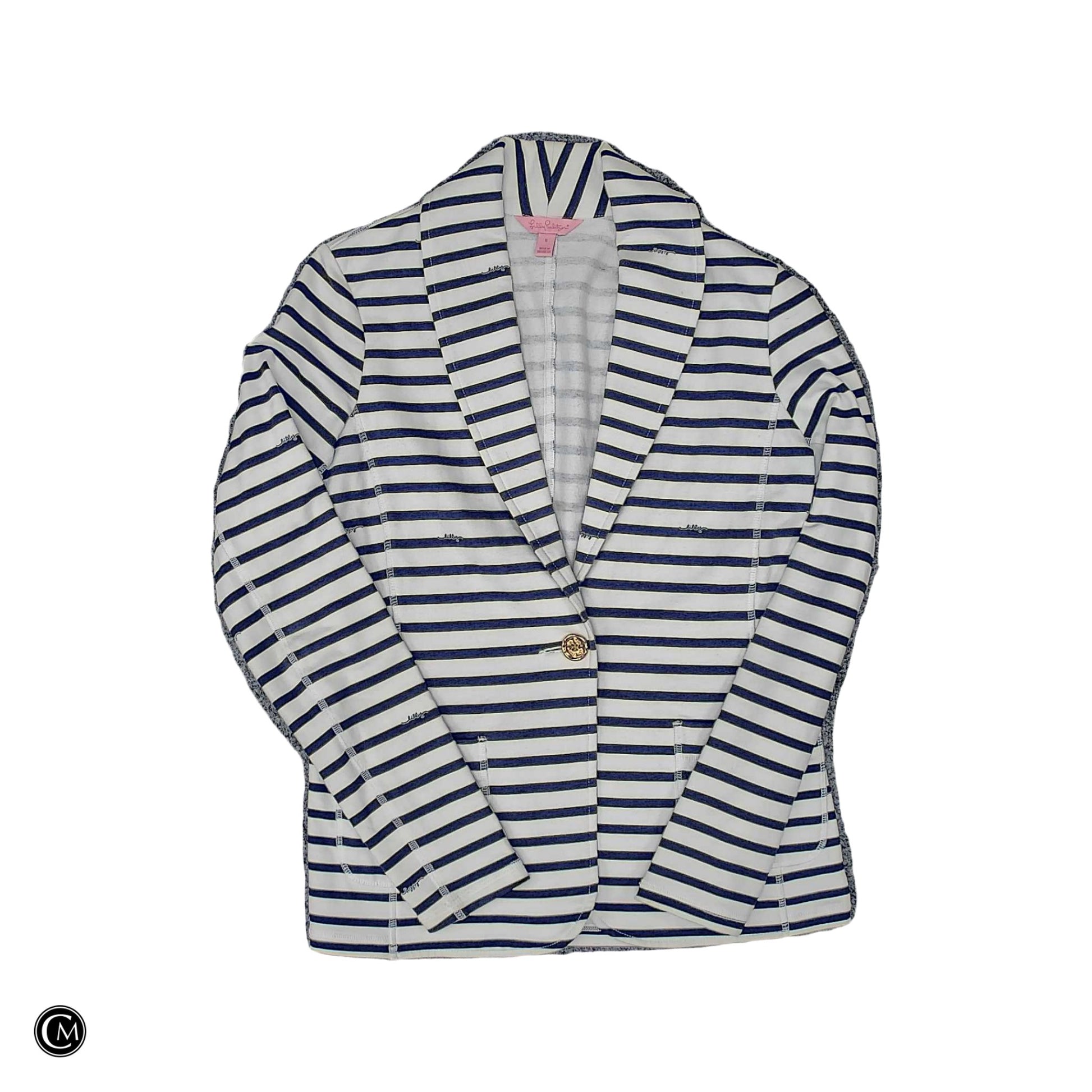 Blazer Designer By Lilly Pulitzer In Blue & White, Size: S image 1