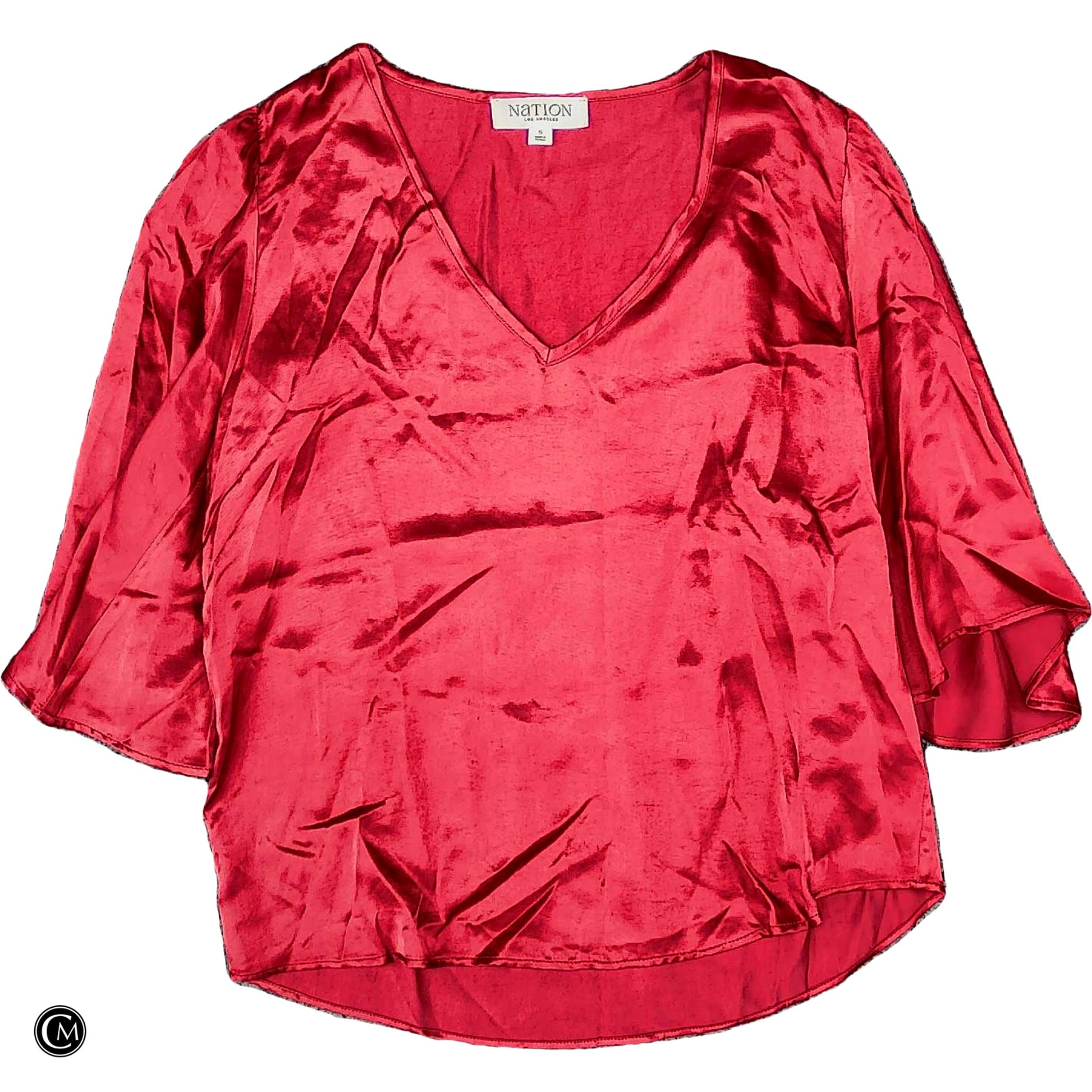 Blouse 3/4 Sleeve By Nation In Pink, Size: S image 1