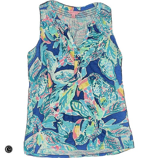 Top Sleeveless Designer By Lilly Pulitzer In Blue & Green, Size: Xs image 1