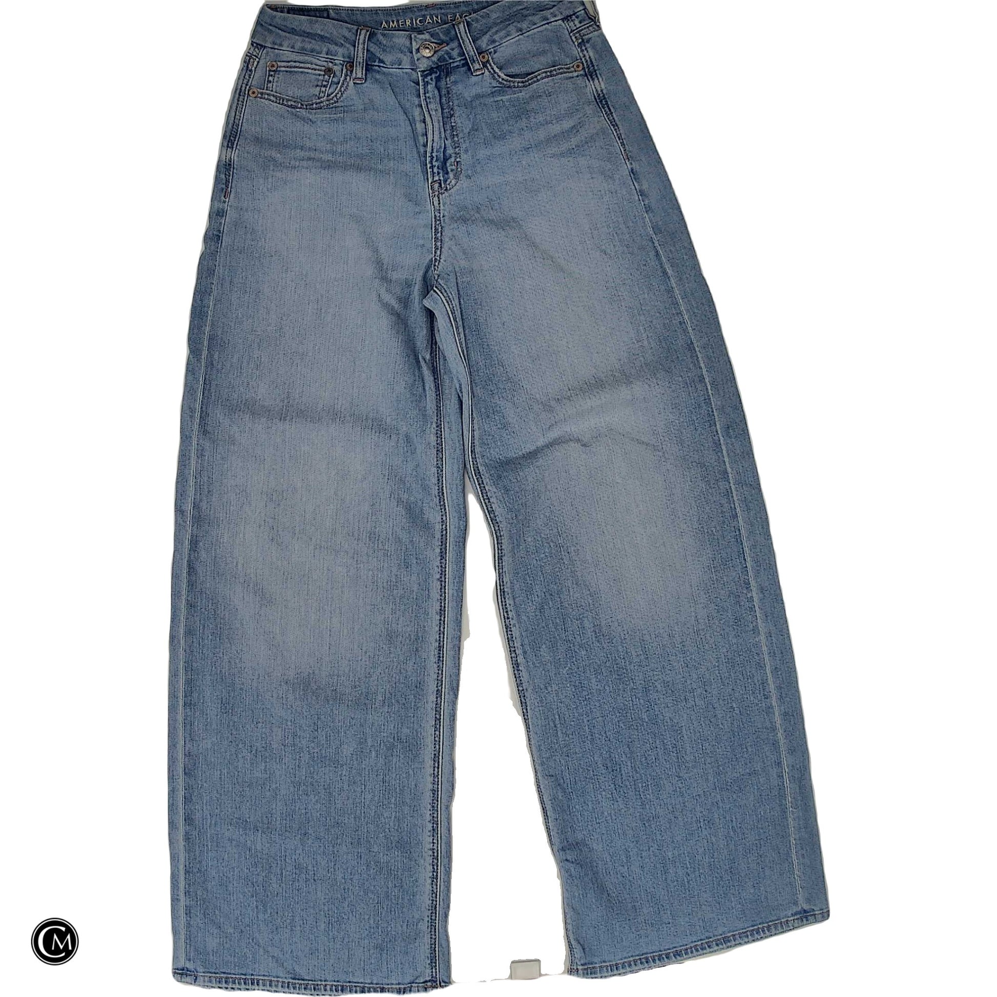 Jeans Wide Leg By American Eagle In Blue Denim, Size: 4 image 1