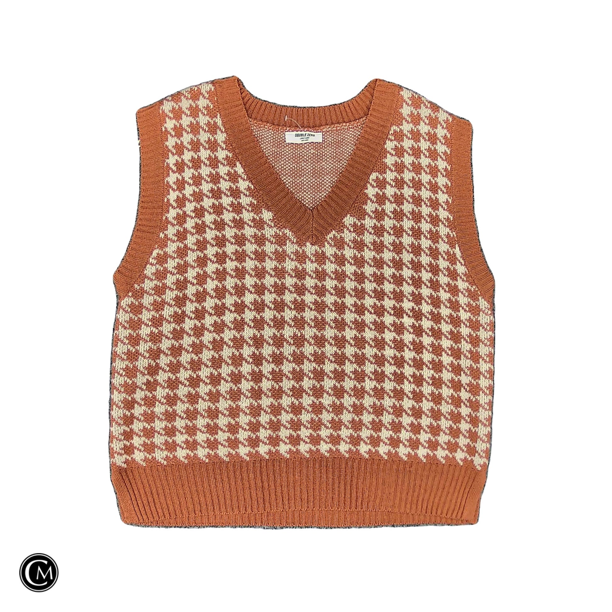 Vest Sweater By Double Zero In Orange & White, Size: L image 1