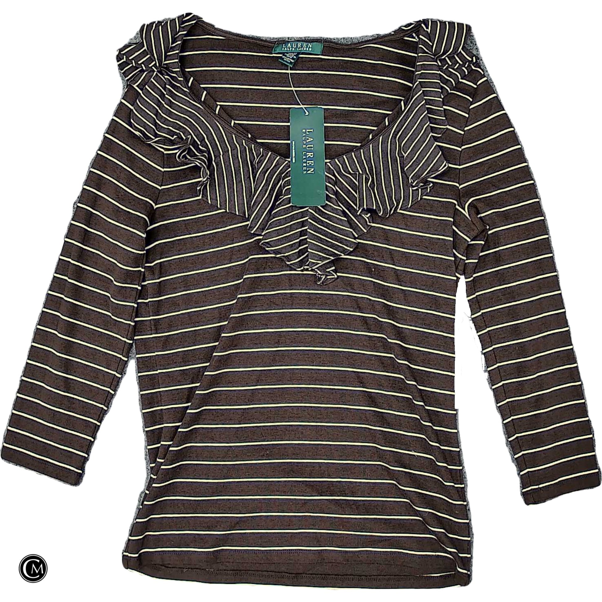 Top Ls By Lauren By Ralph Lauren In Brown & White, Size: M image 1