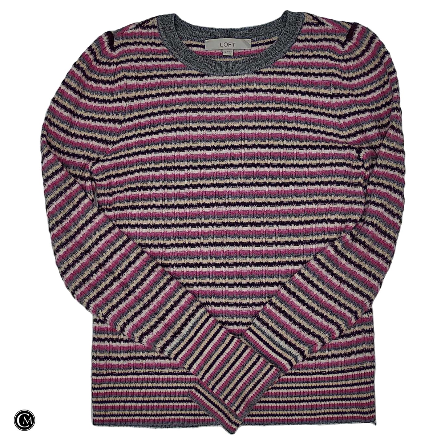 Sweater By Loft In Grey & Pink, Size: S image 1