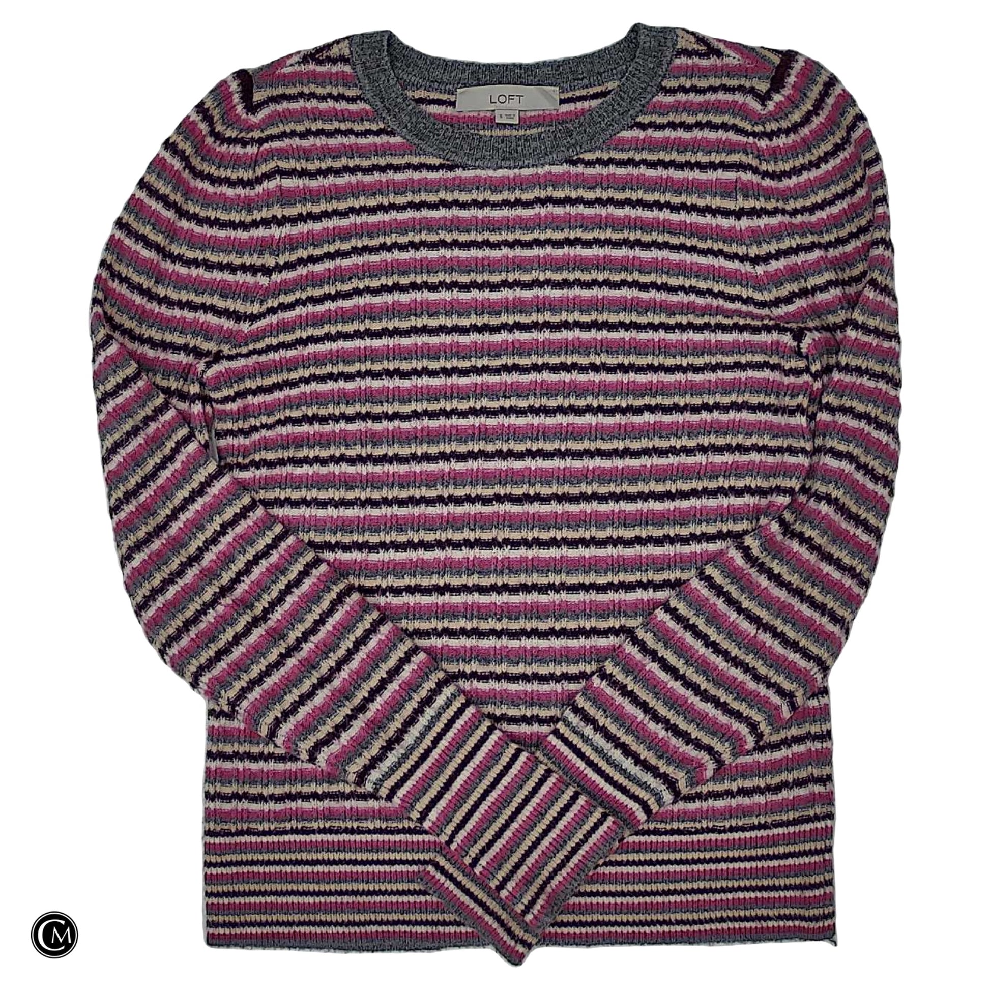 Sweater By Loft In Grey & Pink, Size: S image 1