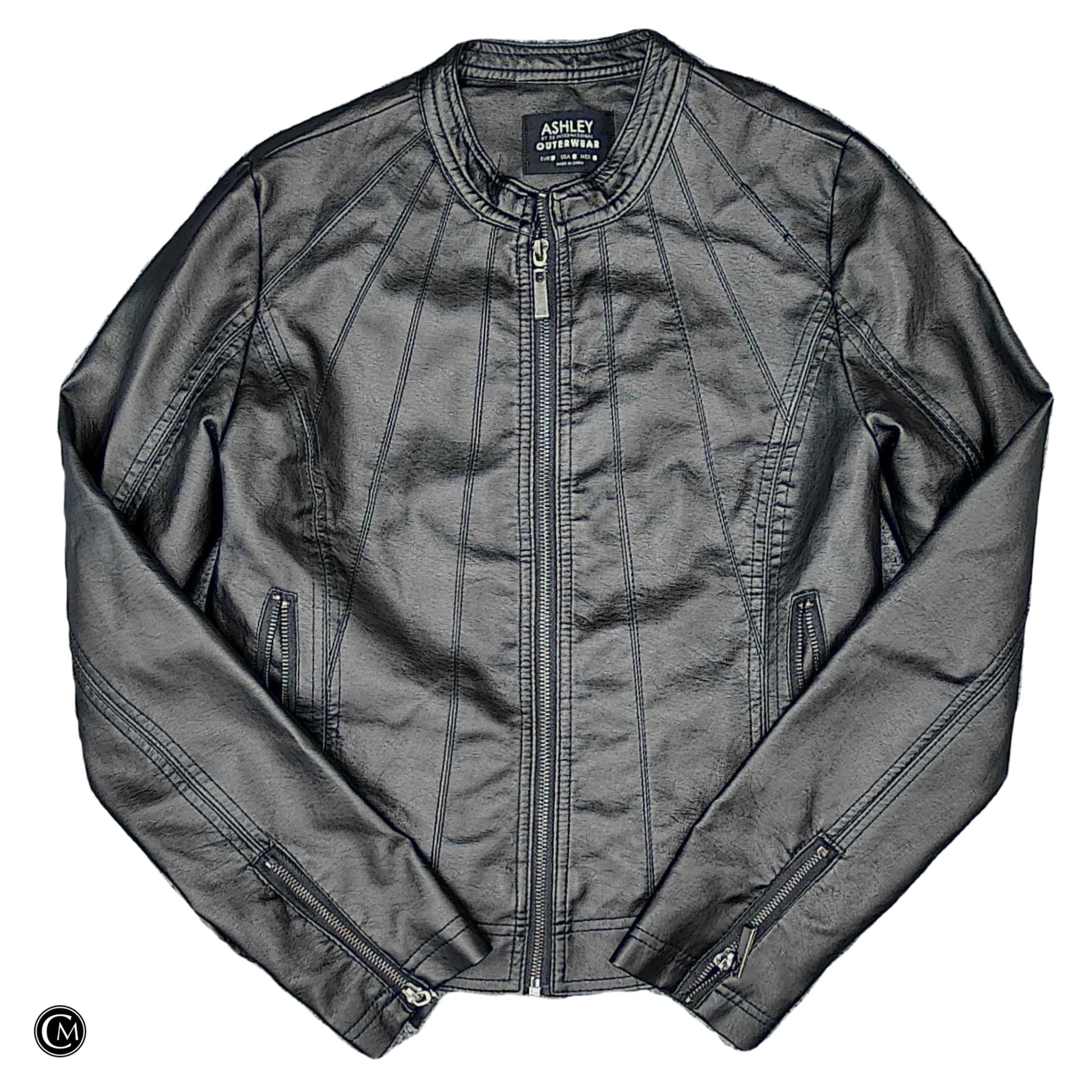 Jacket Moto By Clothes Mentor In Black, Size: M image 1