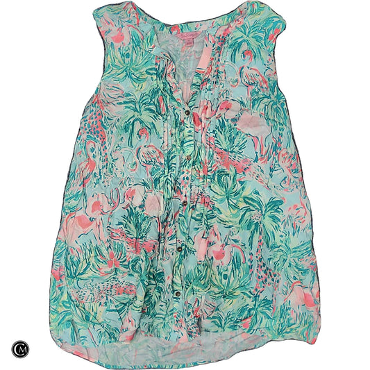 Top Sleeveless Designer By Lilly Pulitzer In Green & Pink, Size: Xl image 1