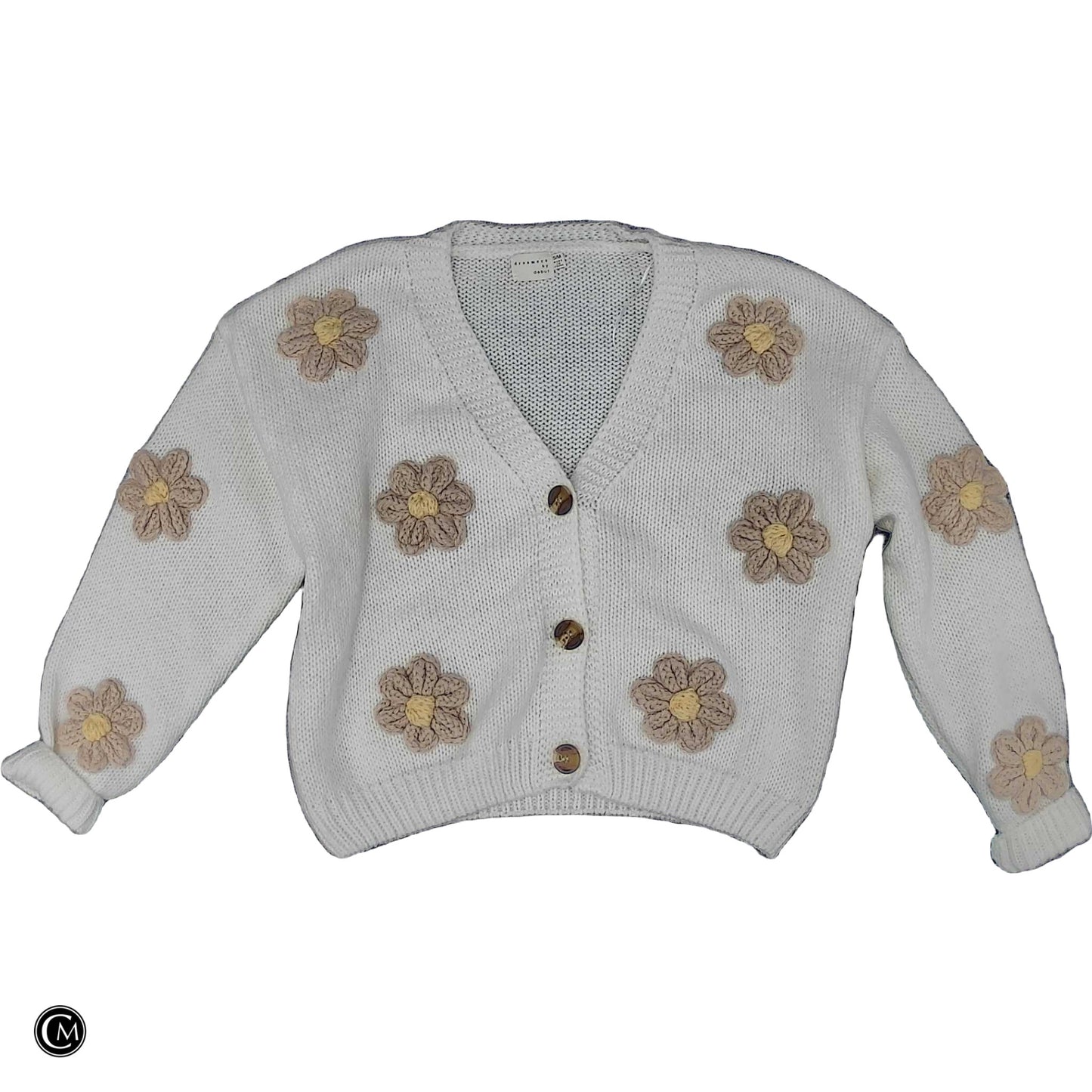 Sweater Cardigan By Debut In Brown & White, Size: S image 1