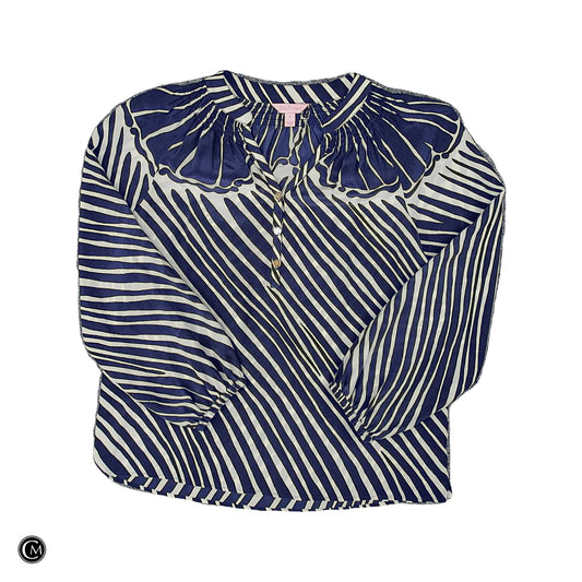 Blouse Designer By Lilly Pulitzer In Blue & White, Size: S image 1
