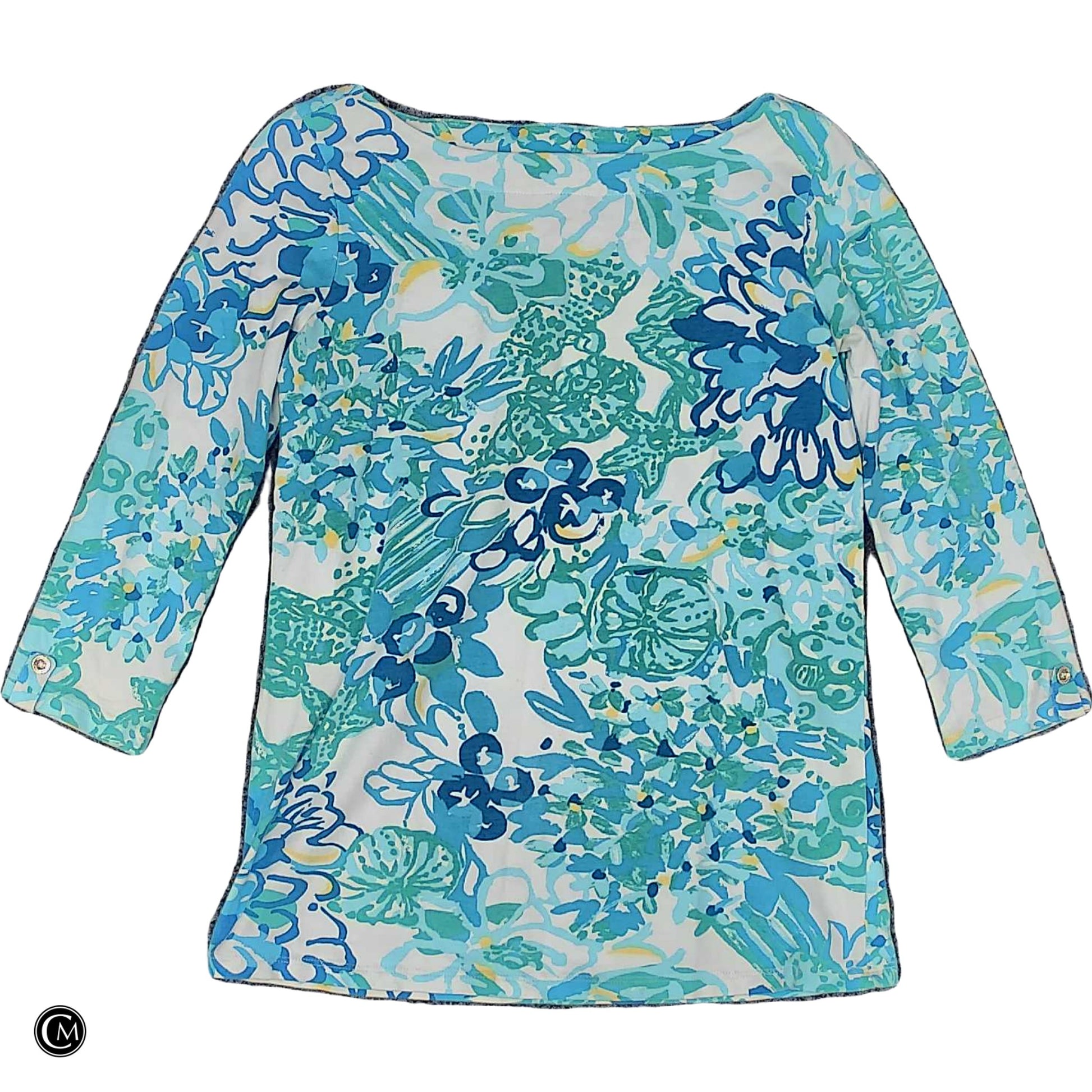 Top 3/4 Sleeve Designer By Lilly Pulitzer In Blue & White, Size: Xs image 1