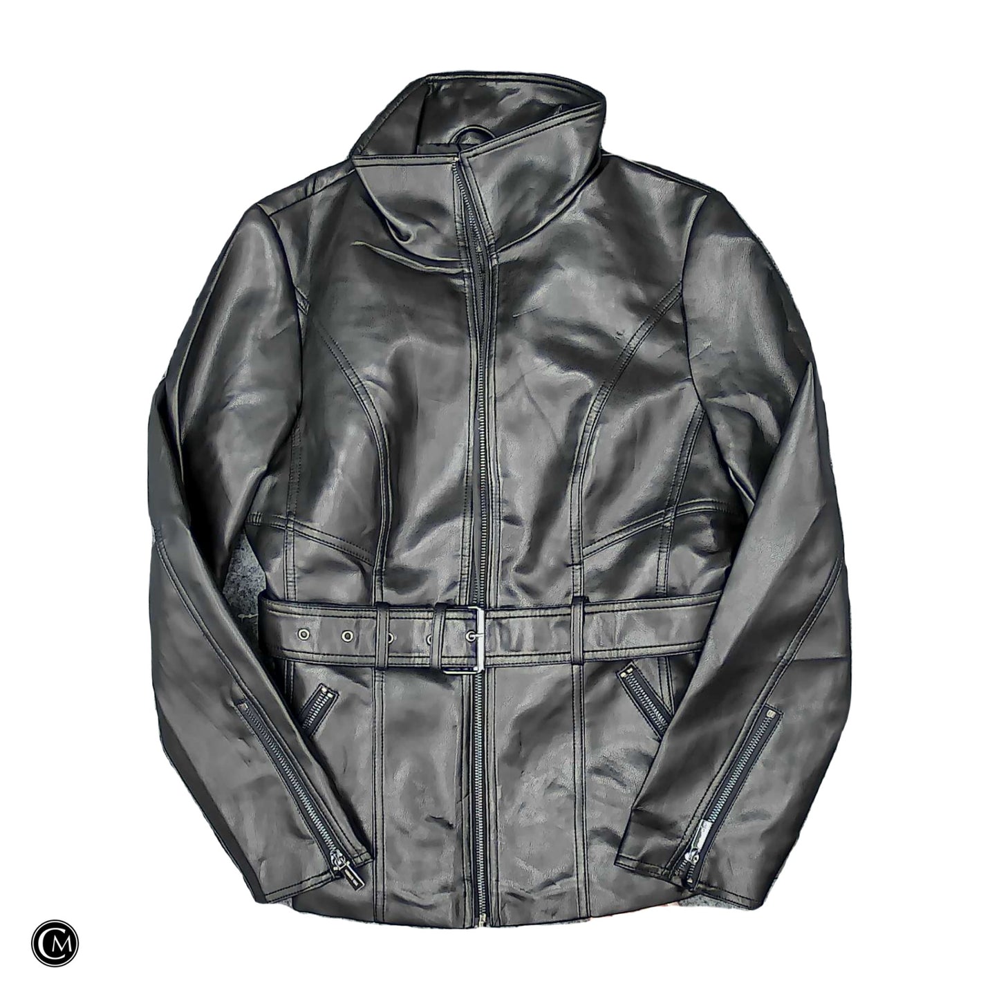 Jacket Moto By Kenneth Cole In Black & Silver, Size: M image 1