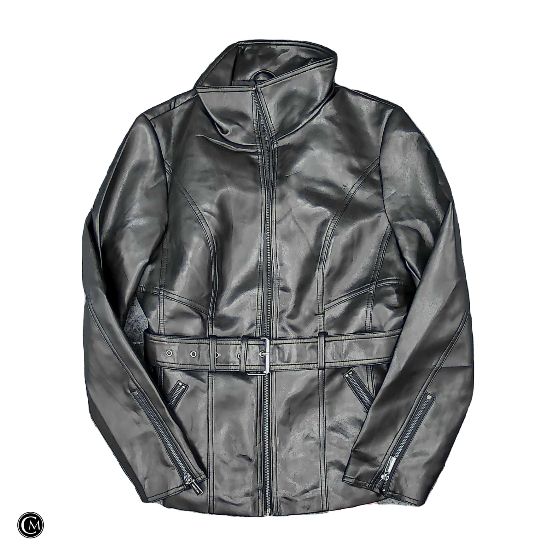 Jacket Moto By Kenneth Cole In Black & Silver, Size: M image 1