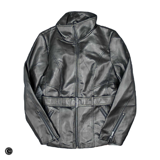 Jacket Moto By Kenneth Cole In Black & Silver, Size: M image 1