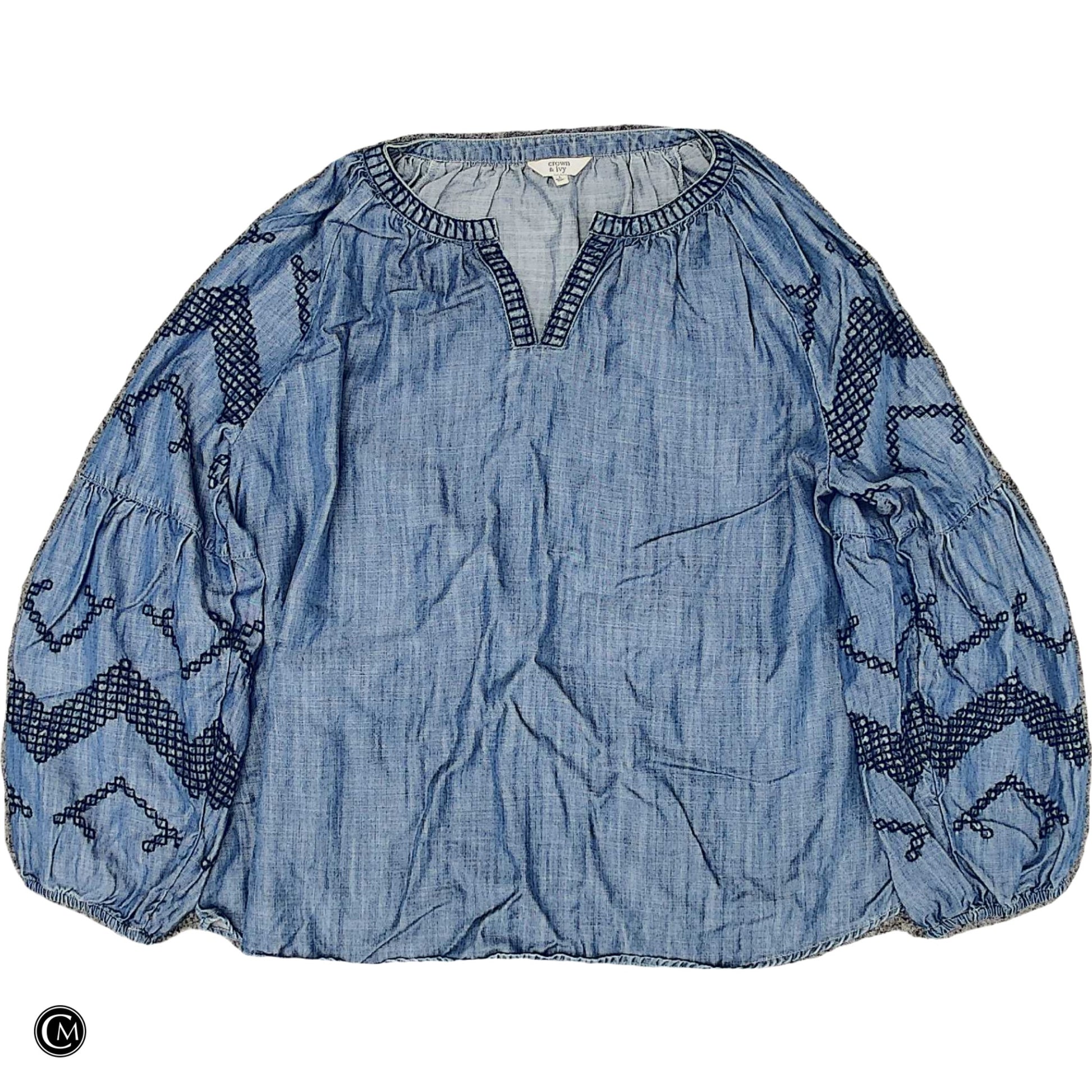 Top Ls By Crown And Ivy In Black & Blue, Size: L image 1