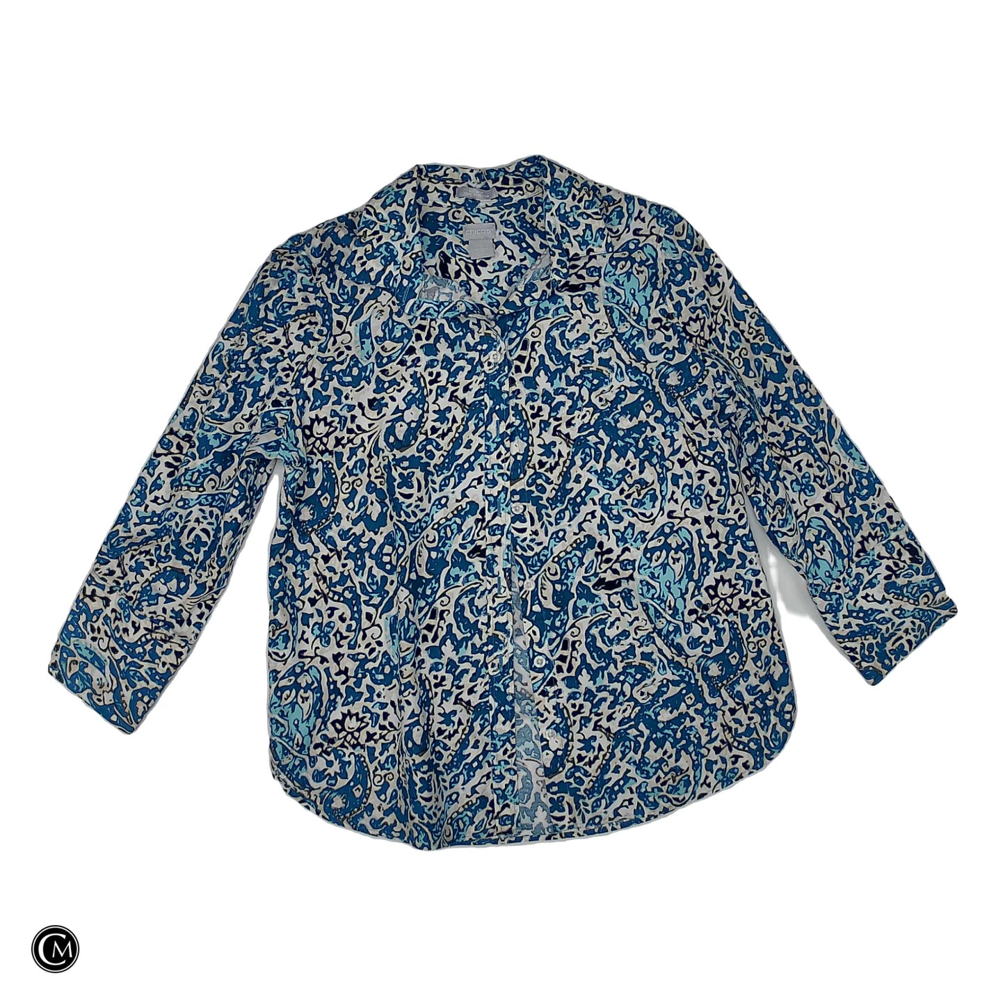 Top Ls By Chicos In Blue & White, Size: M image 1