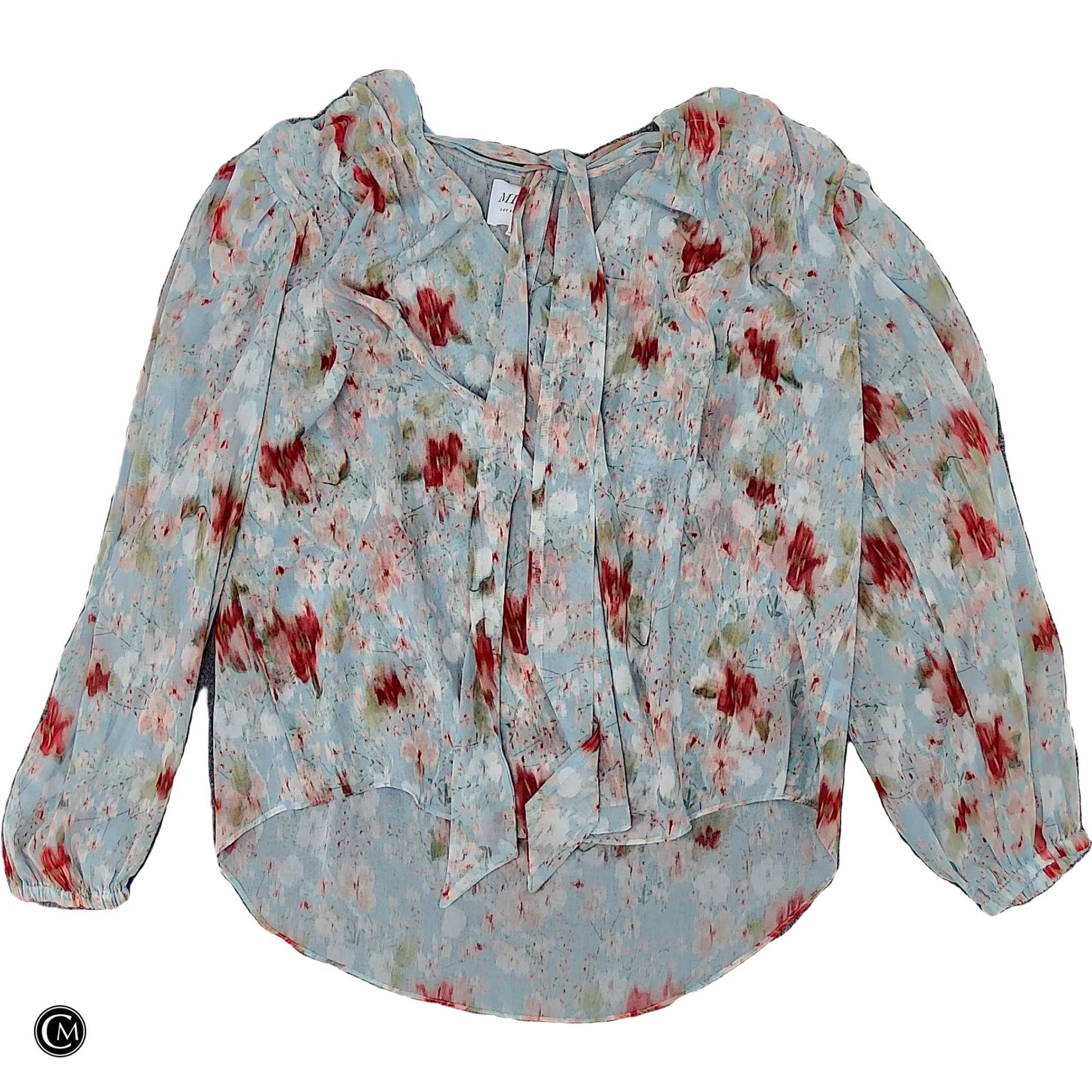 Blouse Designer By Misa In Blue & Red, Size: Xl image 1