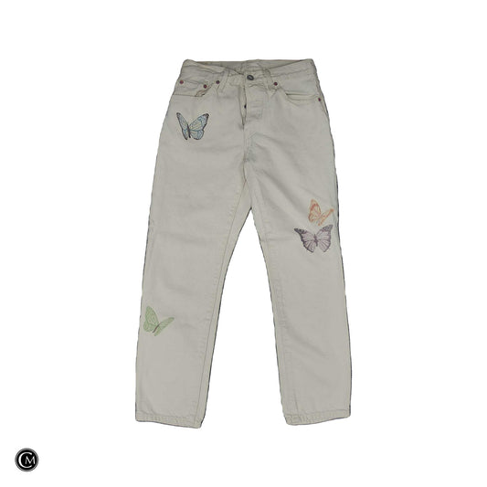 Jeans Straight By Levis In Cream Denim, Size: 2 image 1