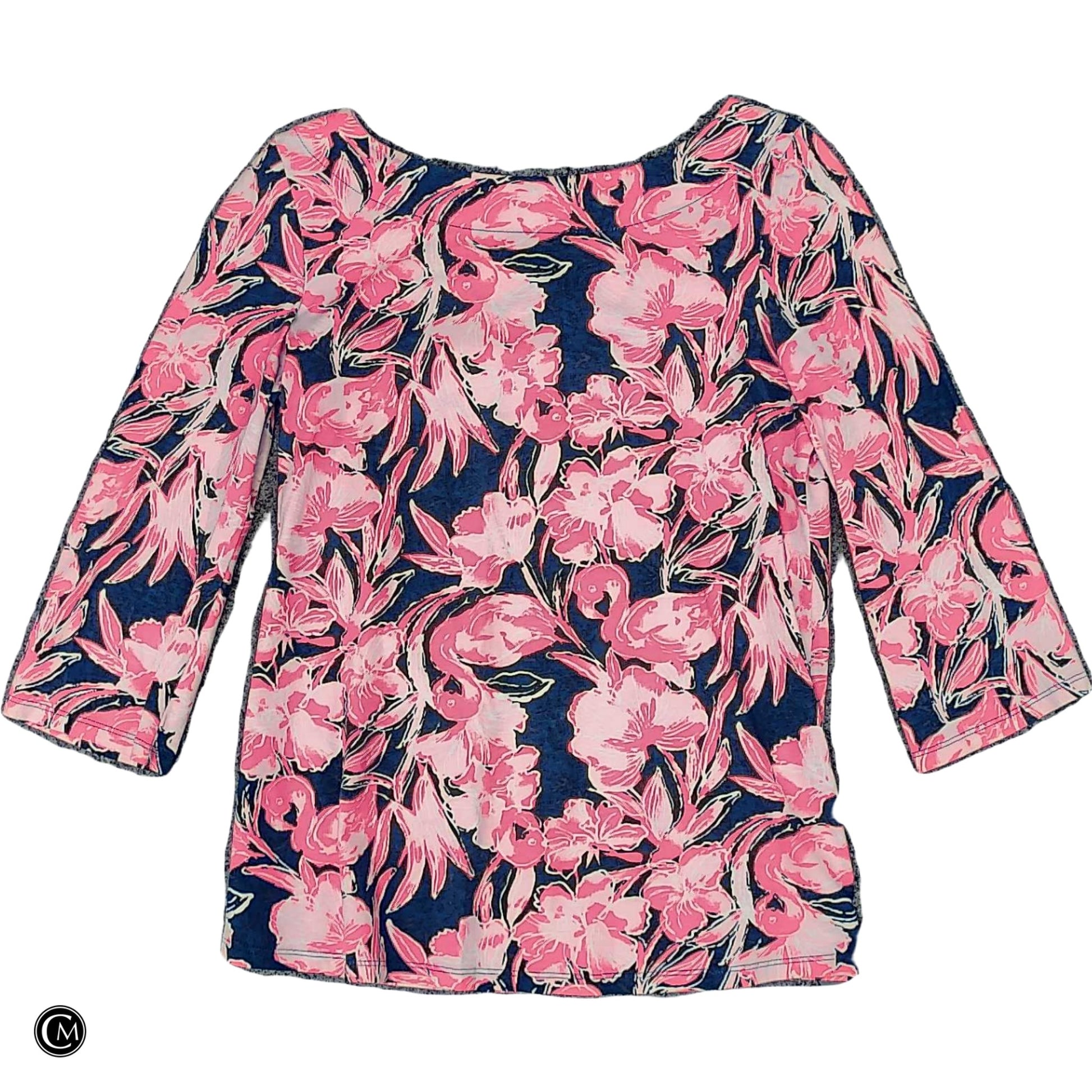 Top 3/4 Sleeve Designer By Lilly Pulitzer In Blue & Pink, Size: Xs image 1