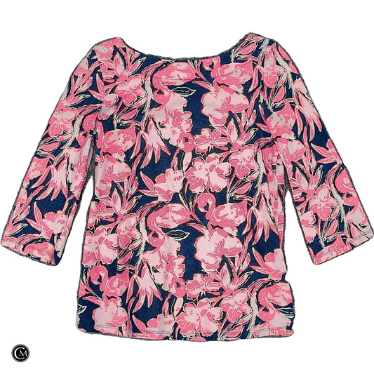 Top 3/4 Sleeve Designer By Lilly Pulitzer In Blue & Pink, Size: Xs image 1