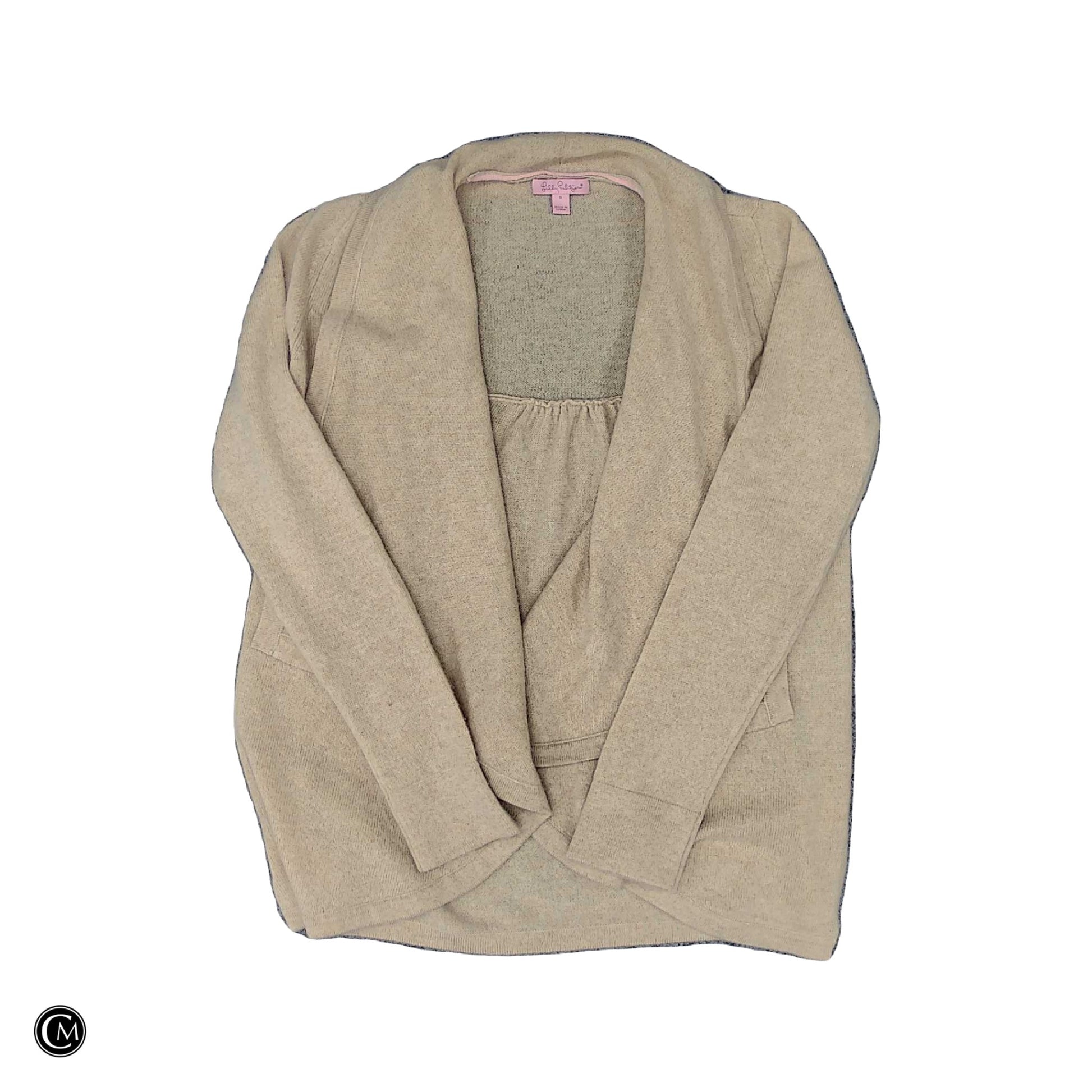 Sweater Cardigan Designer By Lilly Pulitzer In Tan, Size: S image 1