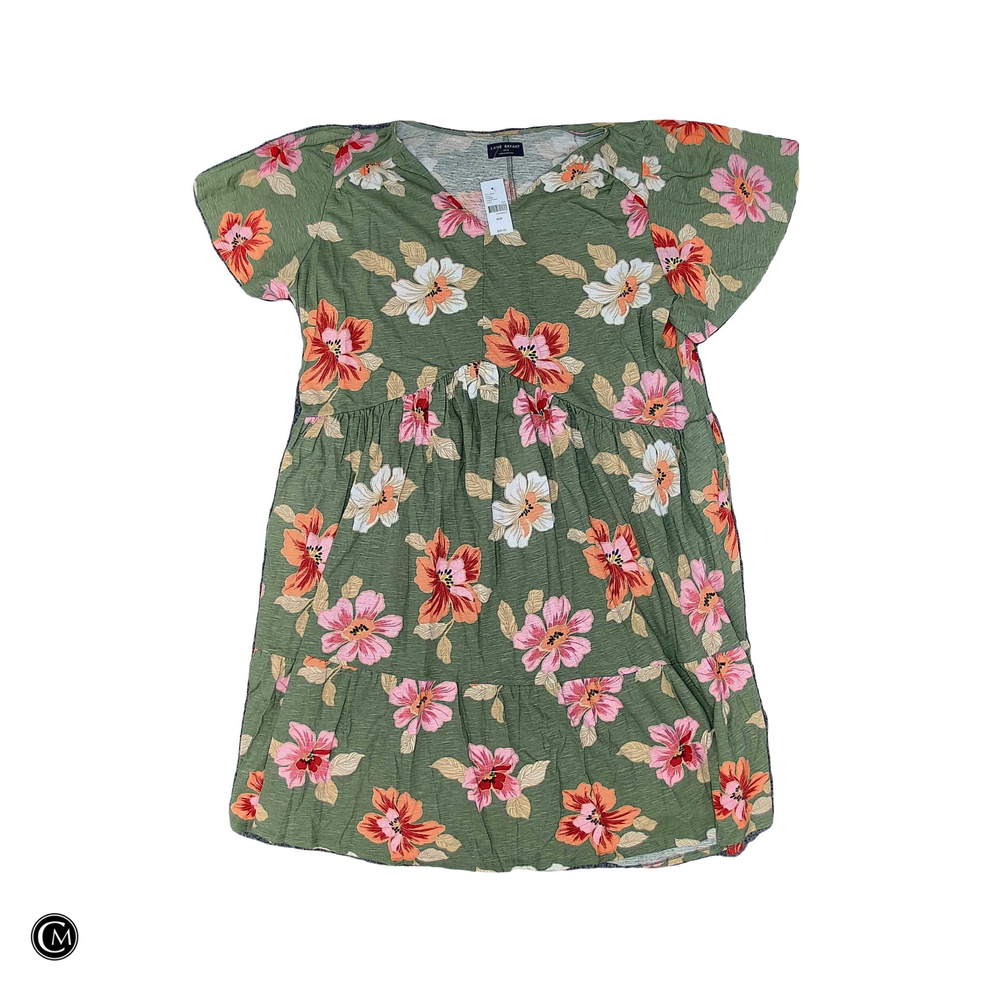 Dress Casual Short By Lane Bryant In Green & Orange, Size: 1x image 1