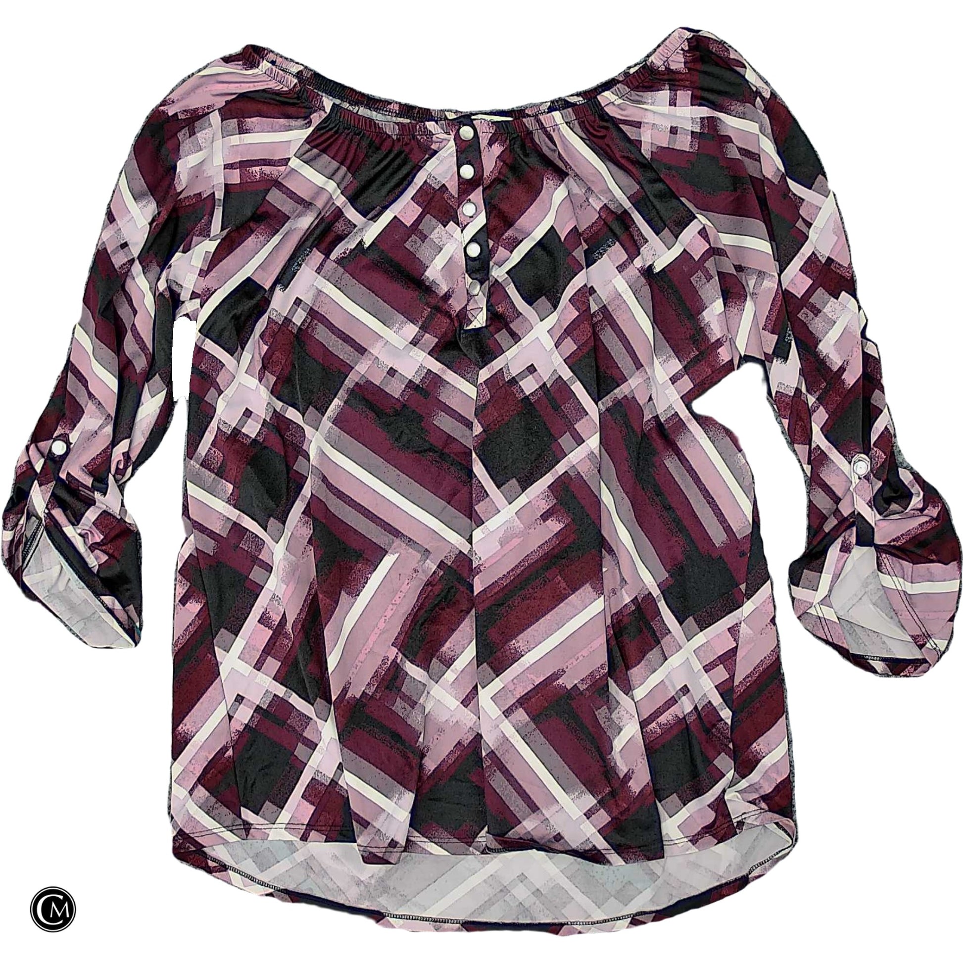 Top Ls By Notations In Purple & White, Size: 1x image 1