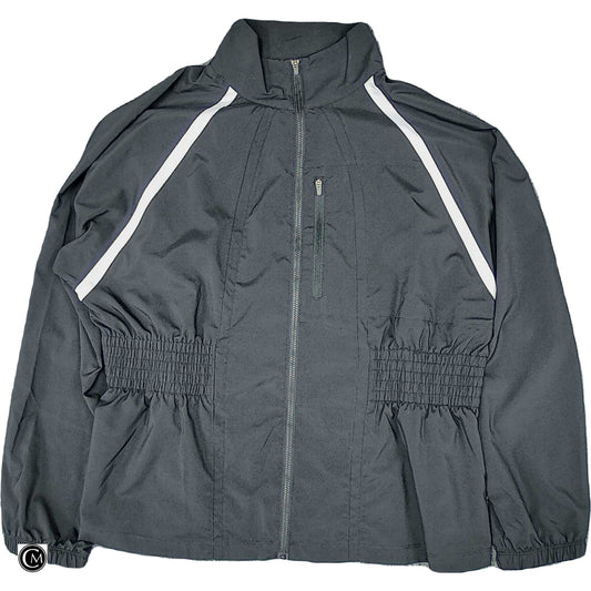 Jacket Windbreaker By New Balance In Black & White, Size: L image 1