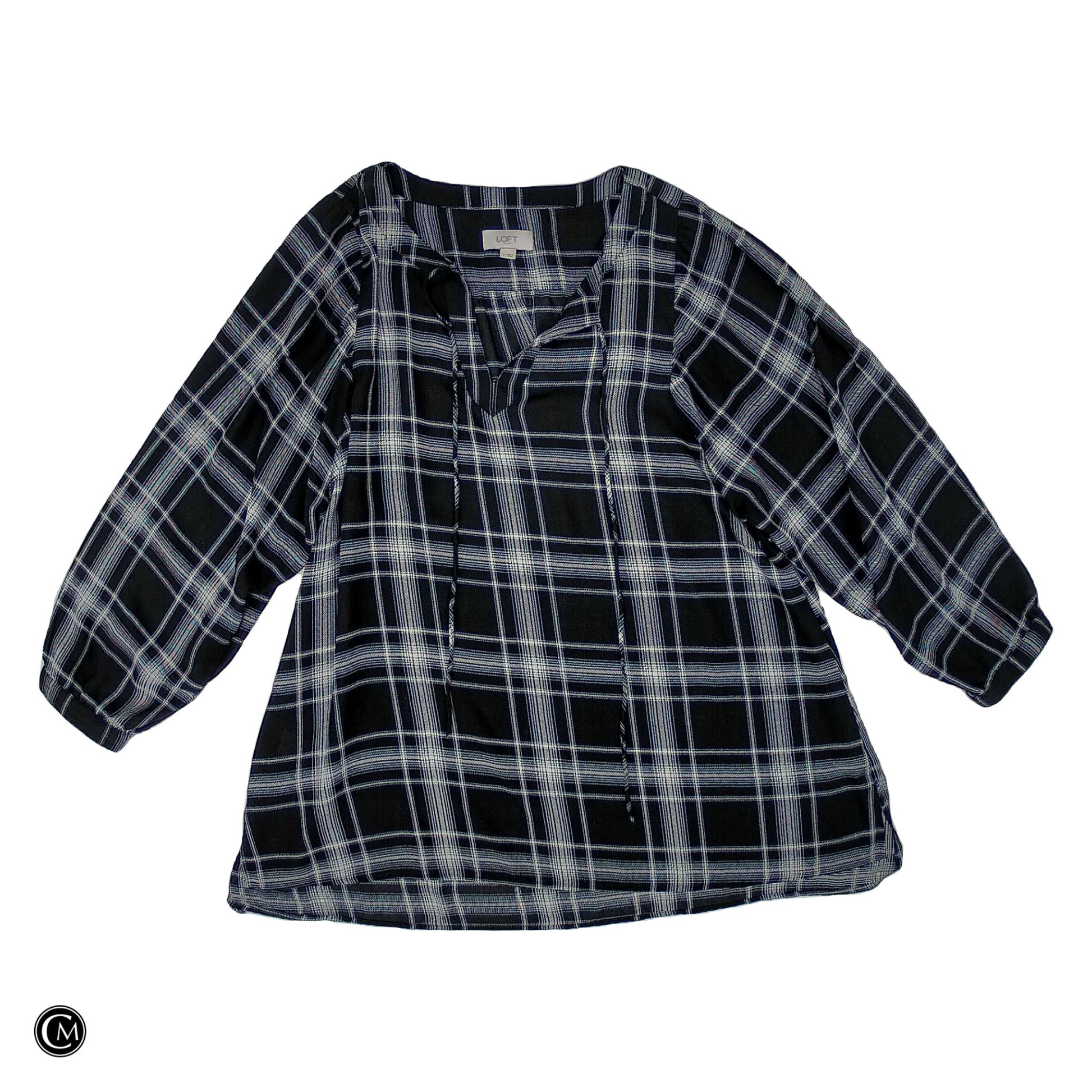 Blouse Ls By Loft In Black & White, Size: L image 1