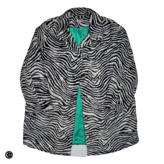 Coat Faux Fur & Sherpa By Cma In Black & White, Size: 1x image 1