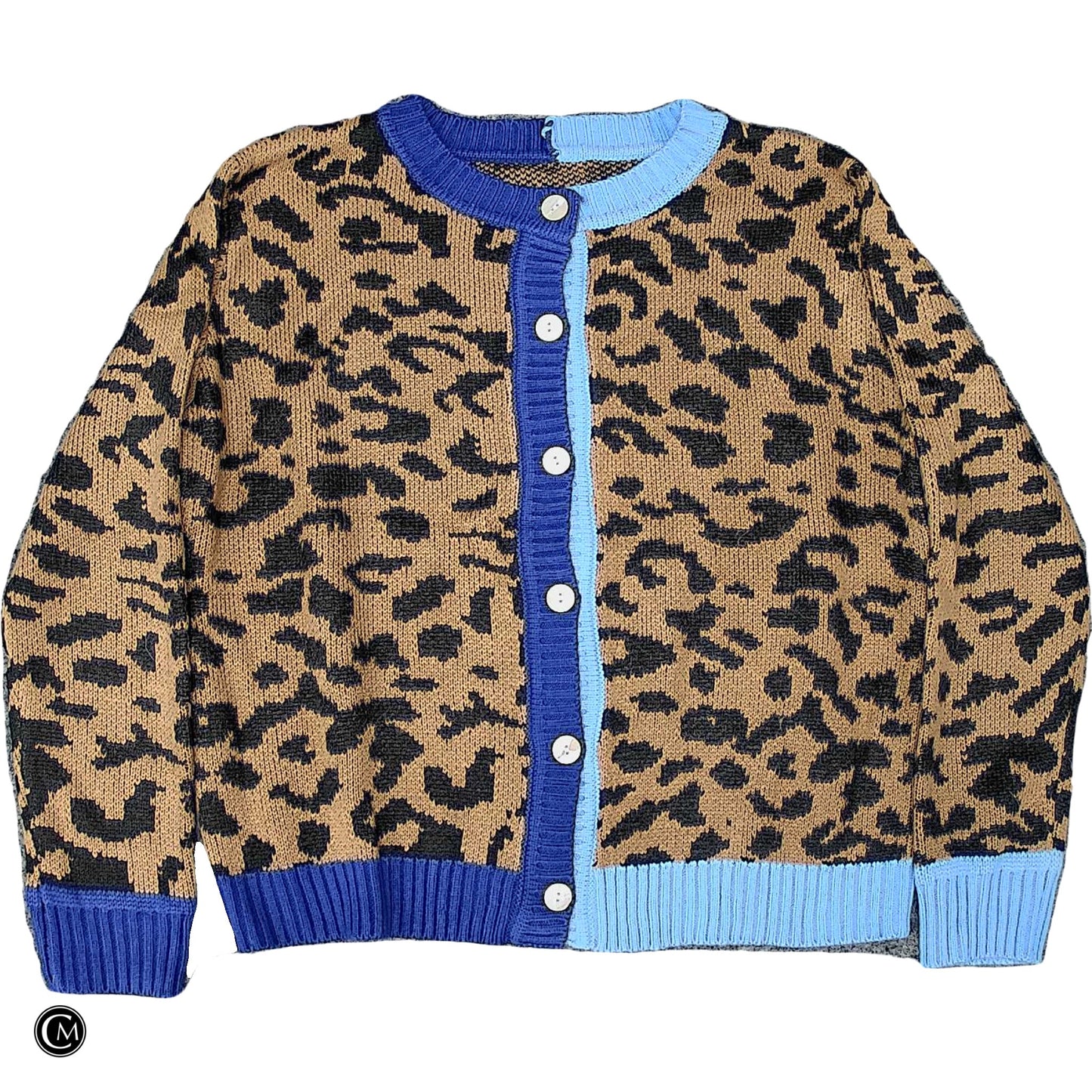 Sweater Cardigan By Clothes Mentor In Blue & Brown, Size: S image 1