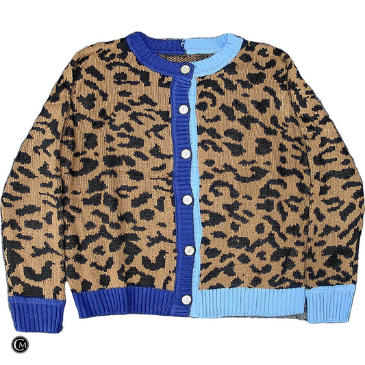 Sweater Cardigan By Clothes Mentor In Blue & Brown, Size: S image 1