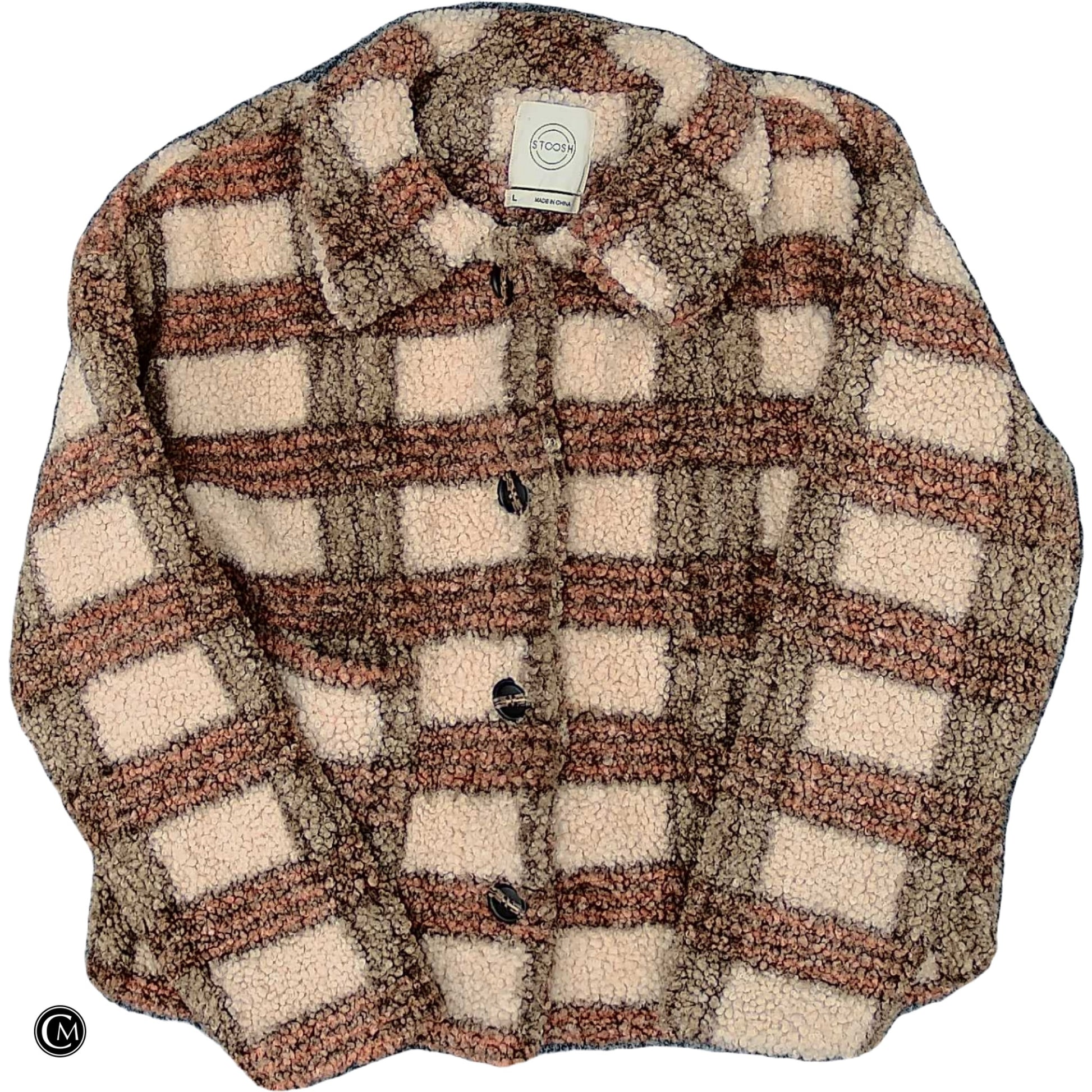 Jacket Faux Fur & Sherpa By Stoosh In Brown & Cream, Size: L image 1