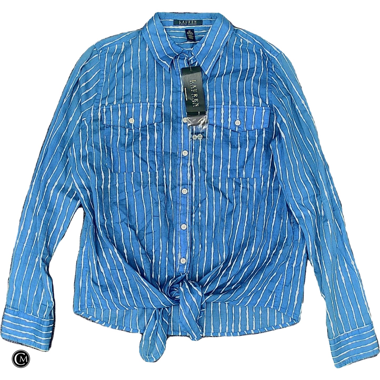 Top Ls By Lauren By Ralph Lauren In Blue & White, Size: M image 1