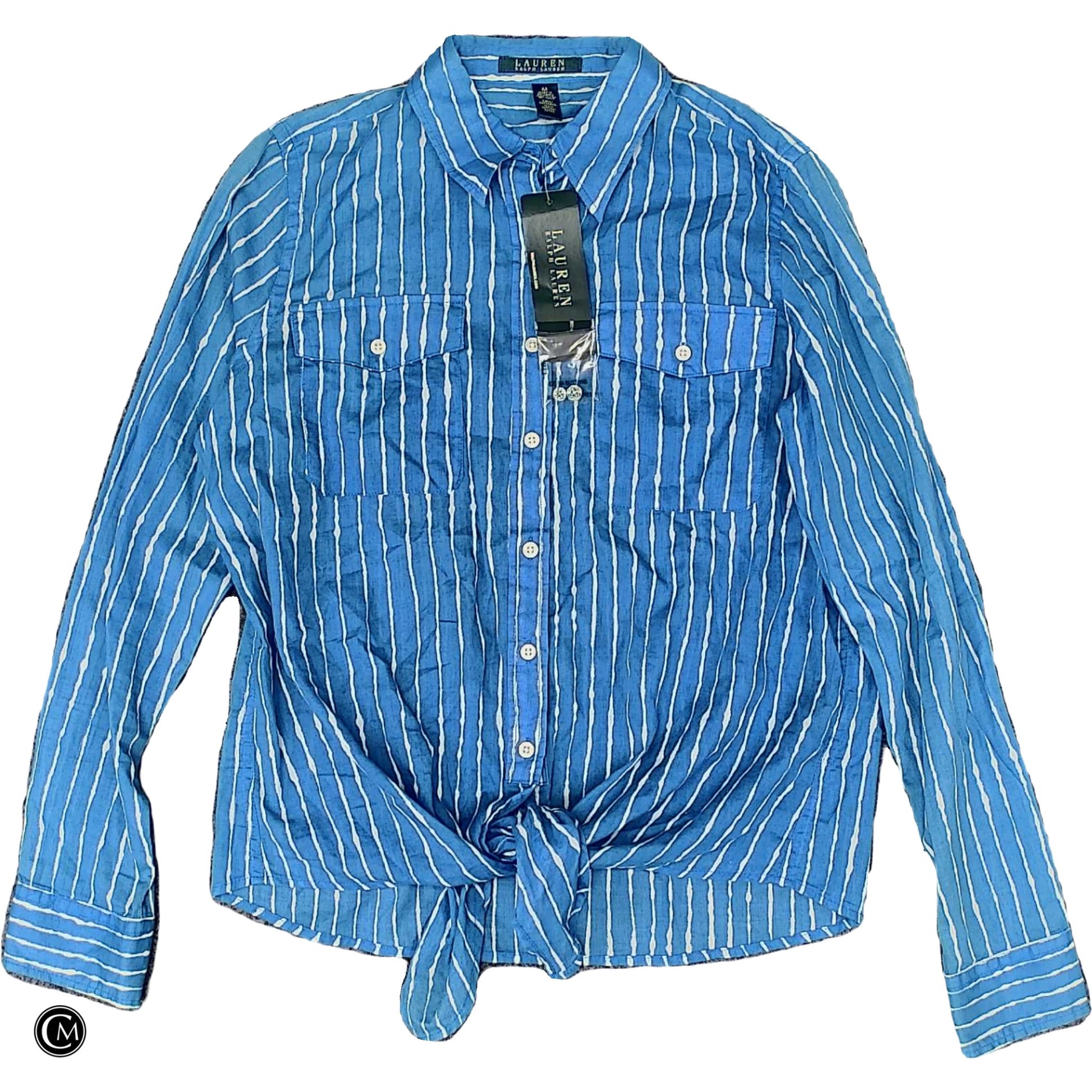 Top Ls By Lauren By Ralph Lauren In Blue & White, Size: M image 1