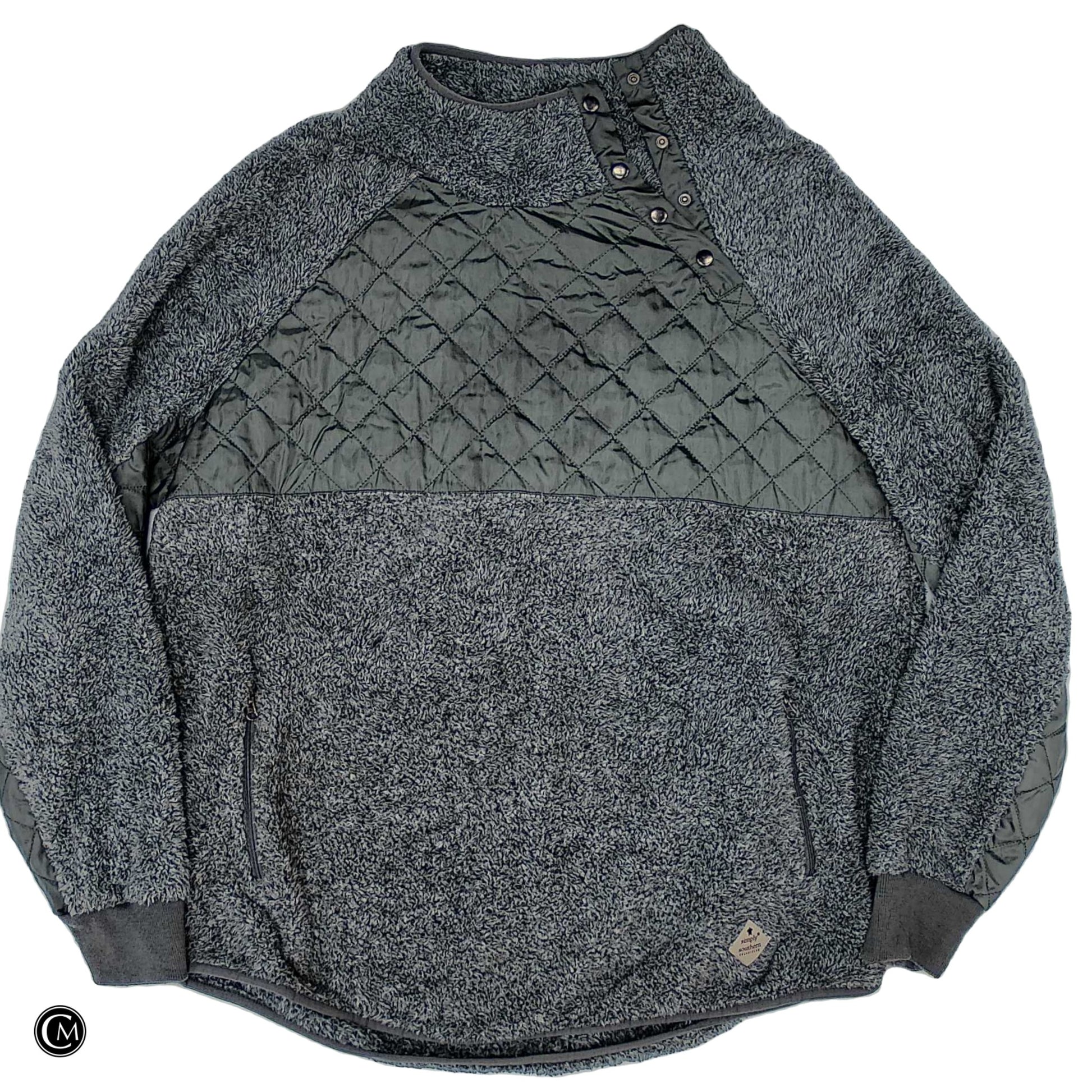 Jacket Faux Fur & Sherpa By Simply Southern In Grey, Size: 1x image 1