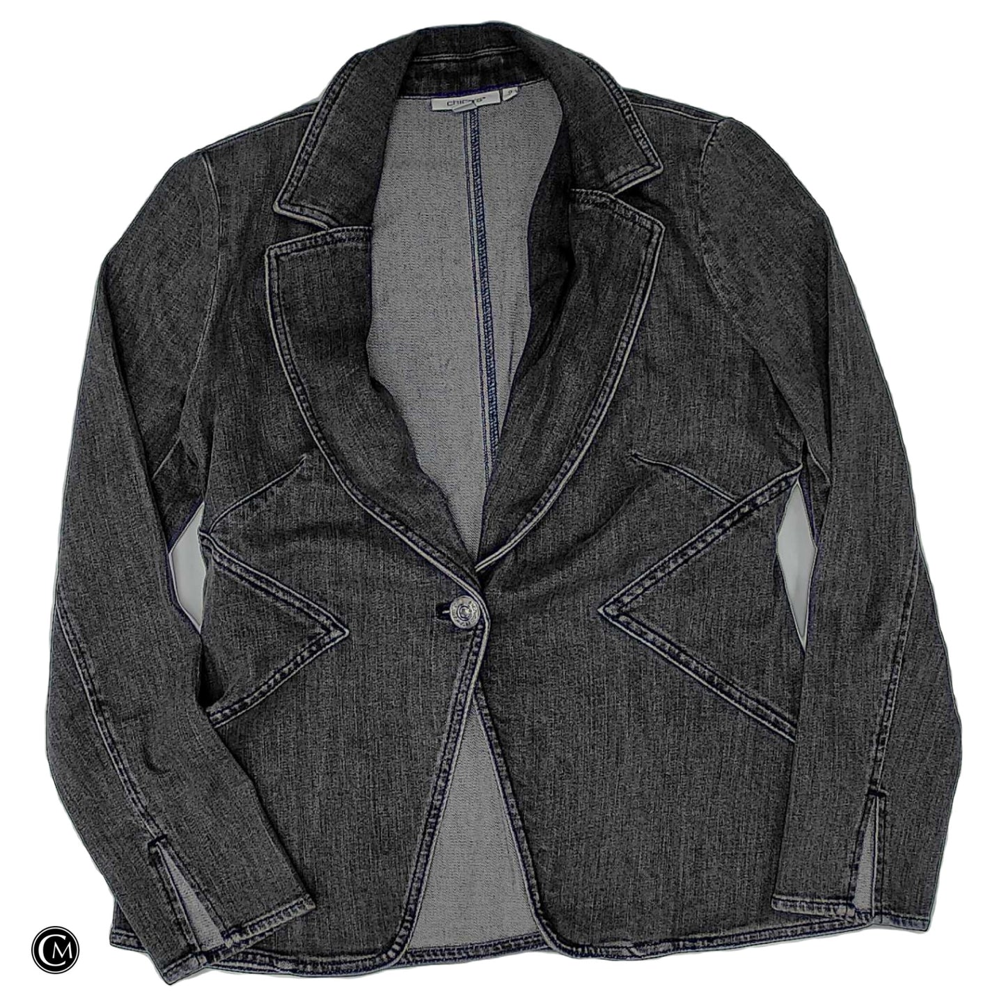 Blazer By Chicos In Grey Denim, Size: S image 1