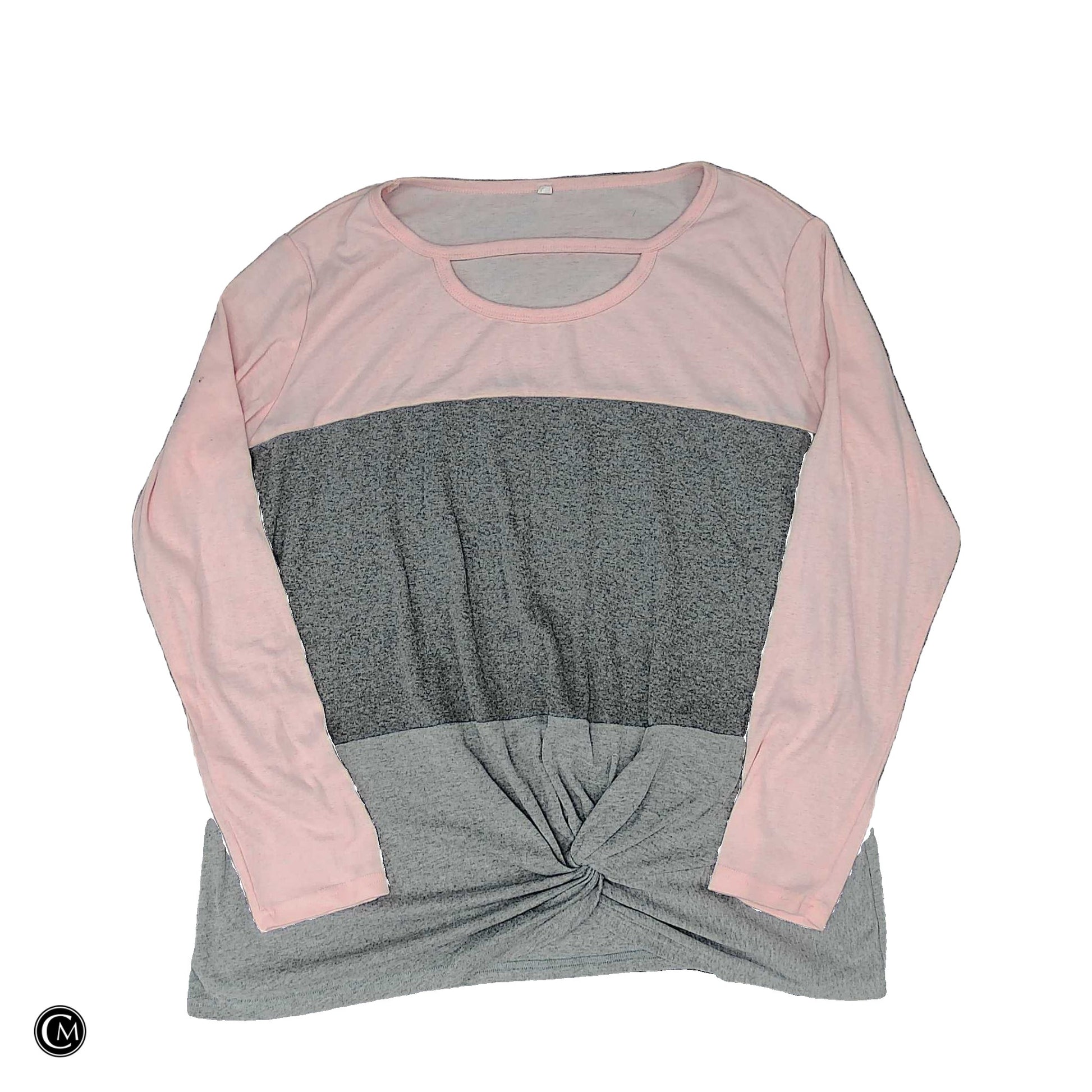 Top Ls By Clothes Mentor In Grey & Pink, Size: 2x image 1