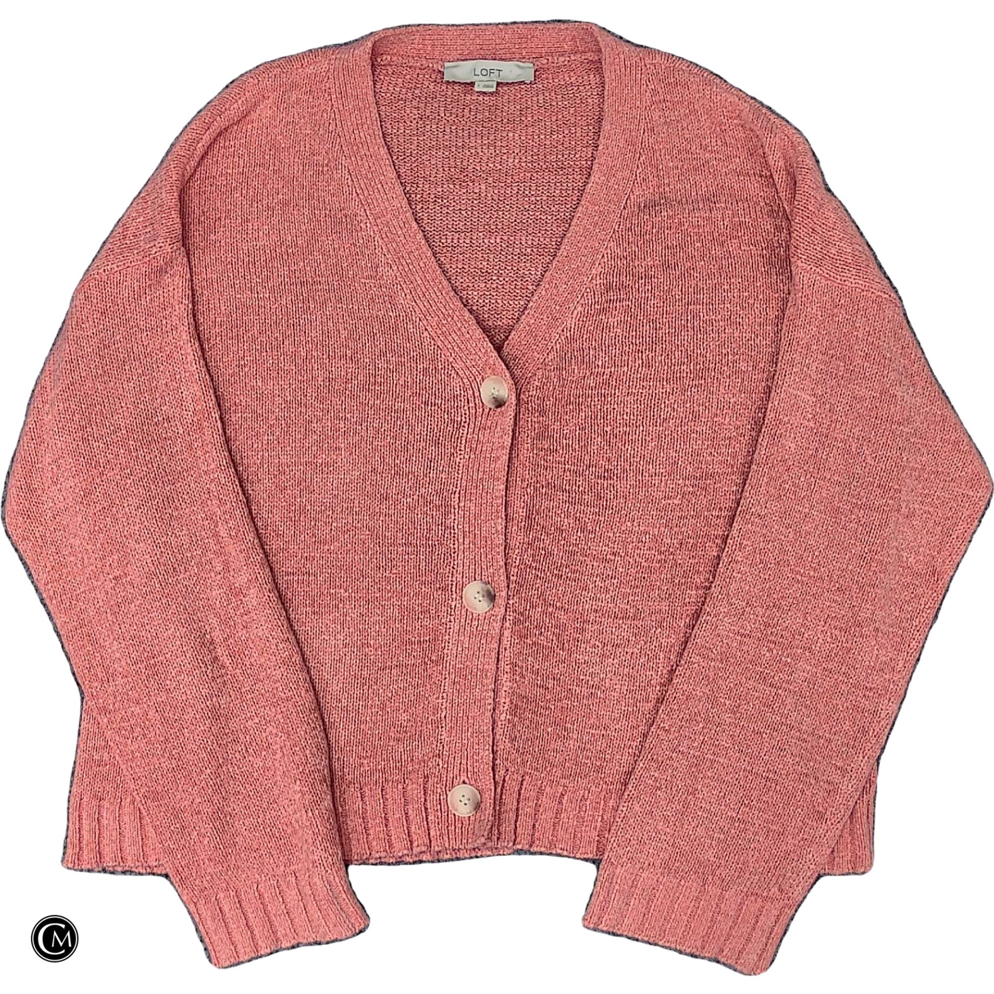 Sweater Cardigan By Loft In Pink, Size: L image 1