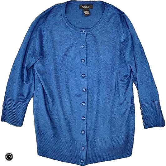 Cardigan By Grace In Blue, Size: L image 1