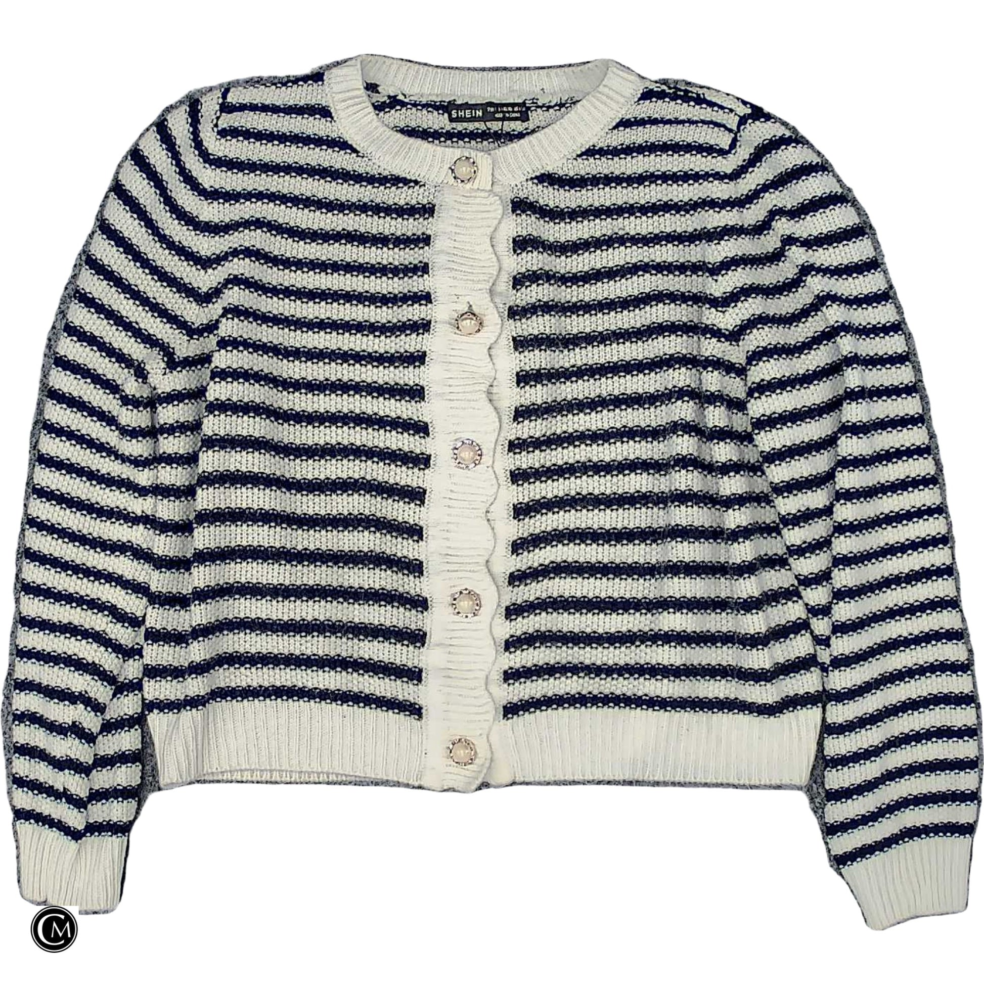 Sweater Cardigan By Shein In Black & White, Size: L image 1