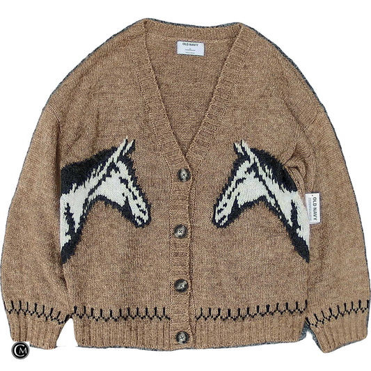 Sweater Cardigan By Old Navy In Brown & White, Size: M image 1