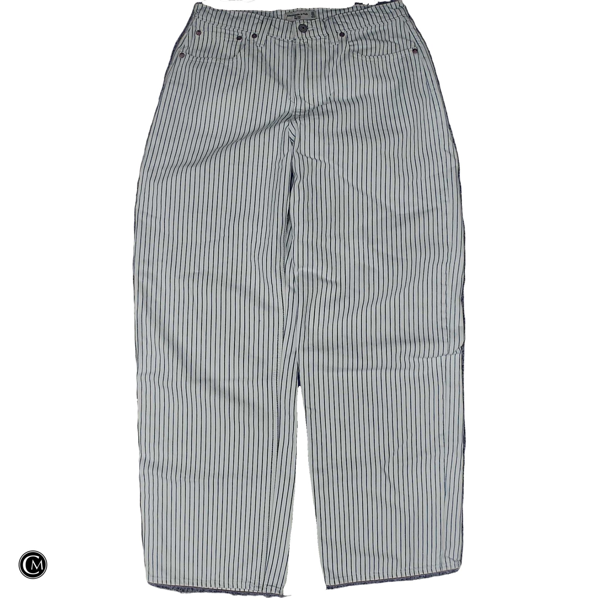 Jeans Wide Leg By Abercrombie And Fitch In Blue & White, Size: 10 image 1