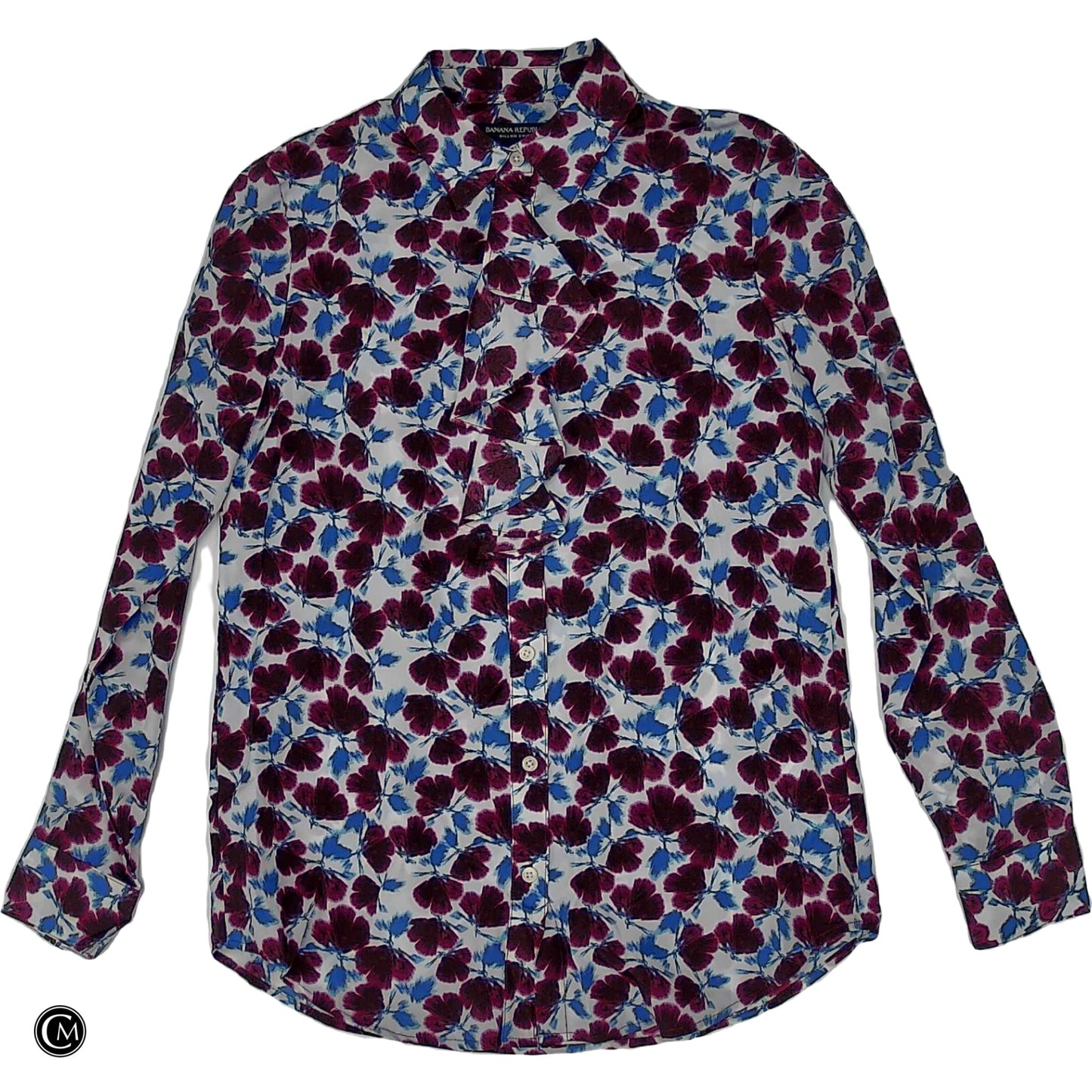 Blouse 3/4 Sleeve By Banana Republic In Blue & Purple, Size: Xs image 1