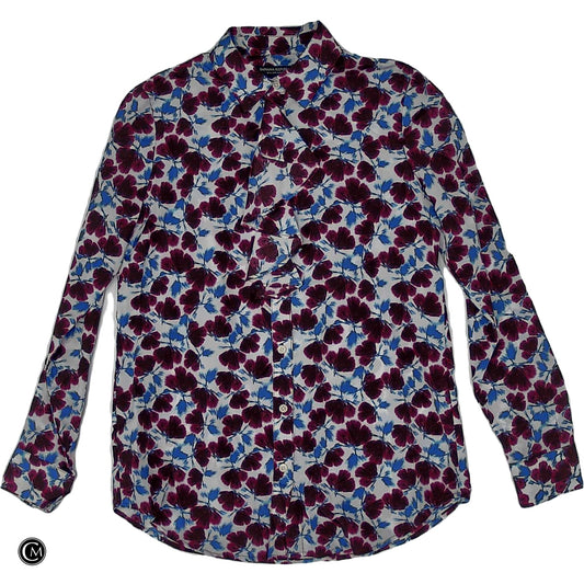 Blouse 3/4 Sleeve By Banana Republic In Blue & Purple, Size: Xs image 1