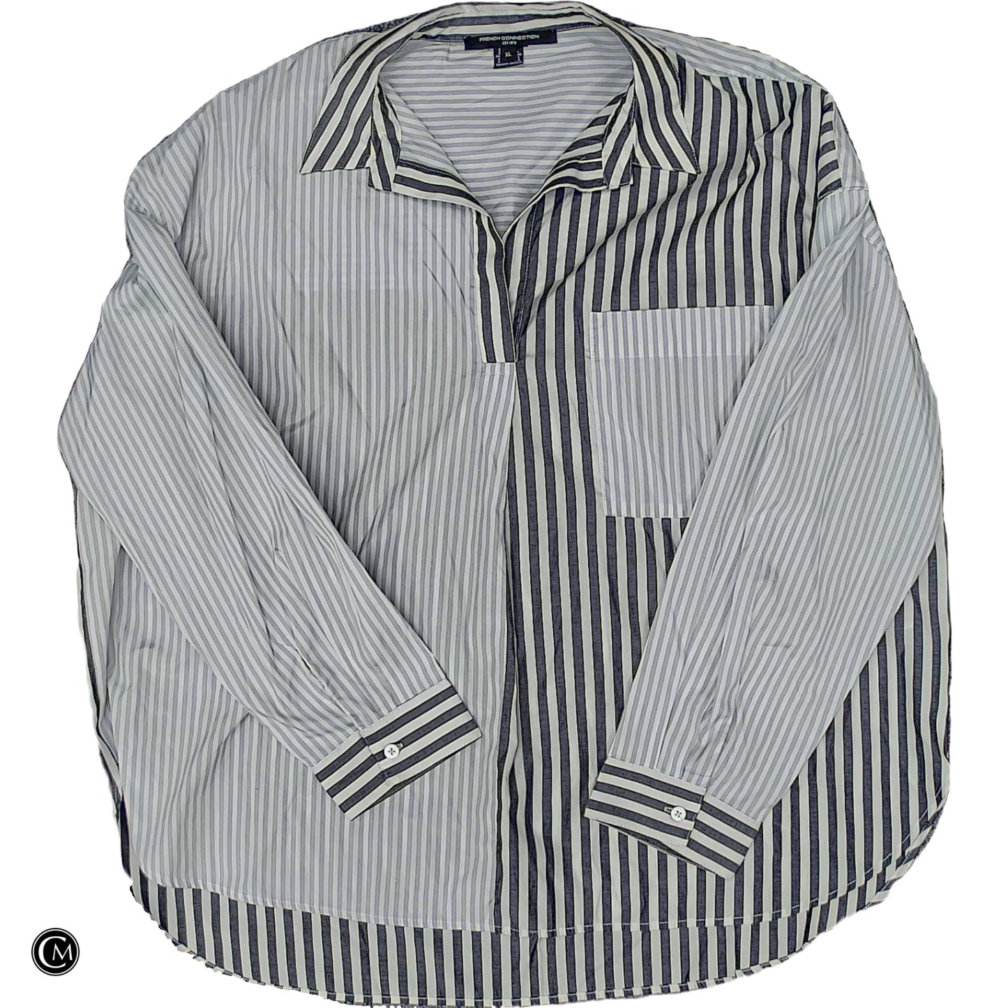Top Ls By French Connection In Grey & White, Size: Xl image 1