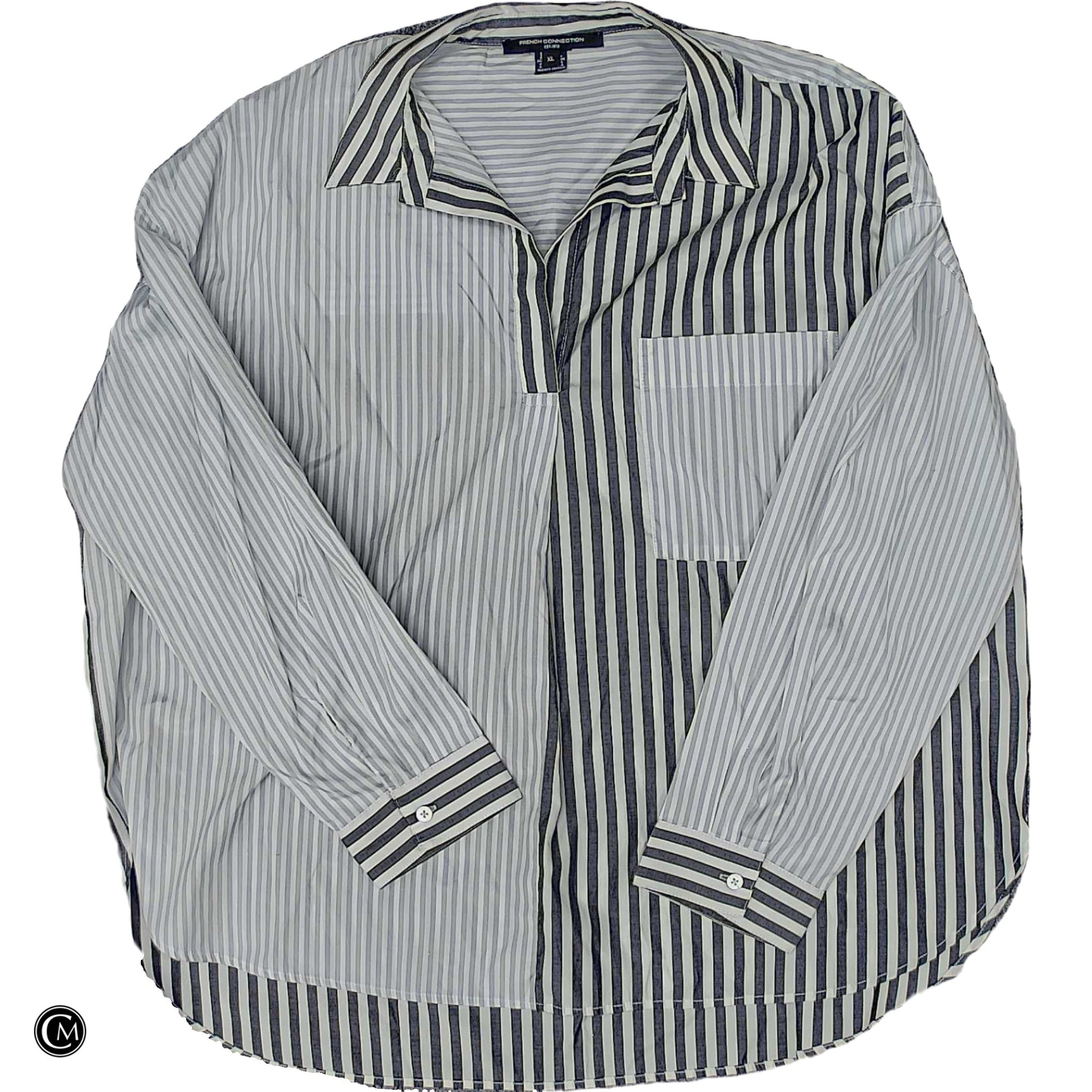 Top Ls By French Connection In Grey & White, Size: Xl image 1