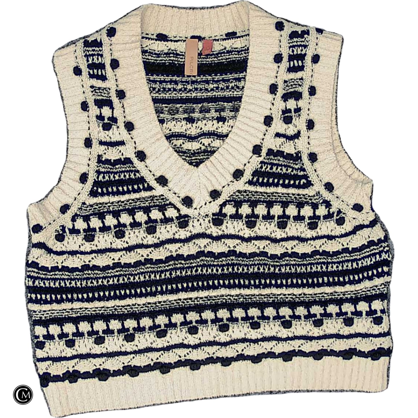 Vest Sweater By Pilcro In Black & Cream, Size: S image 1