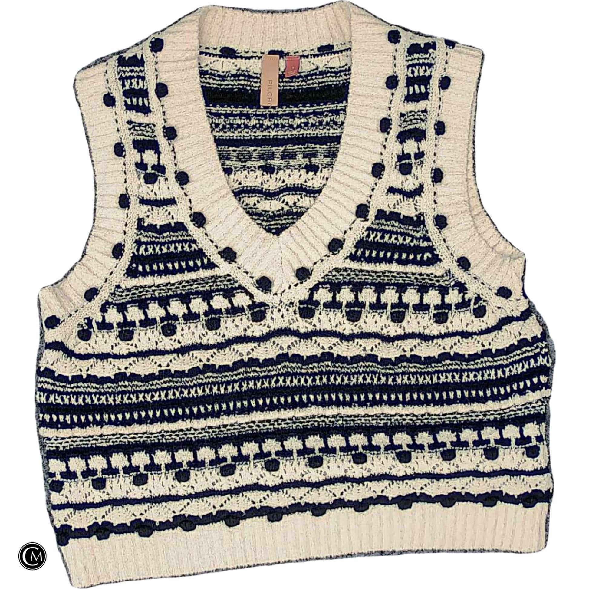 Vest Sweater By Pilcro In Black & Cream, Size: S image 1